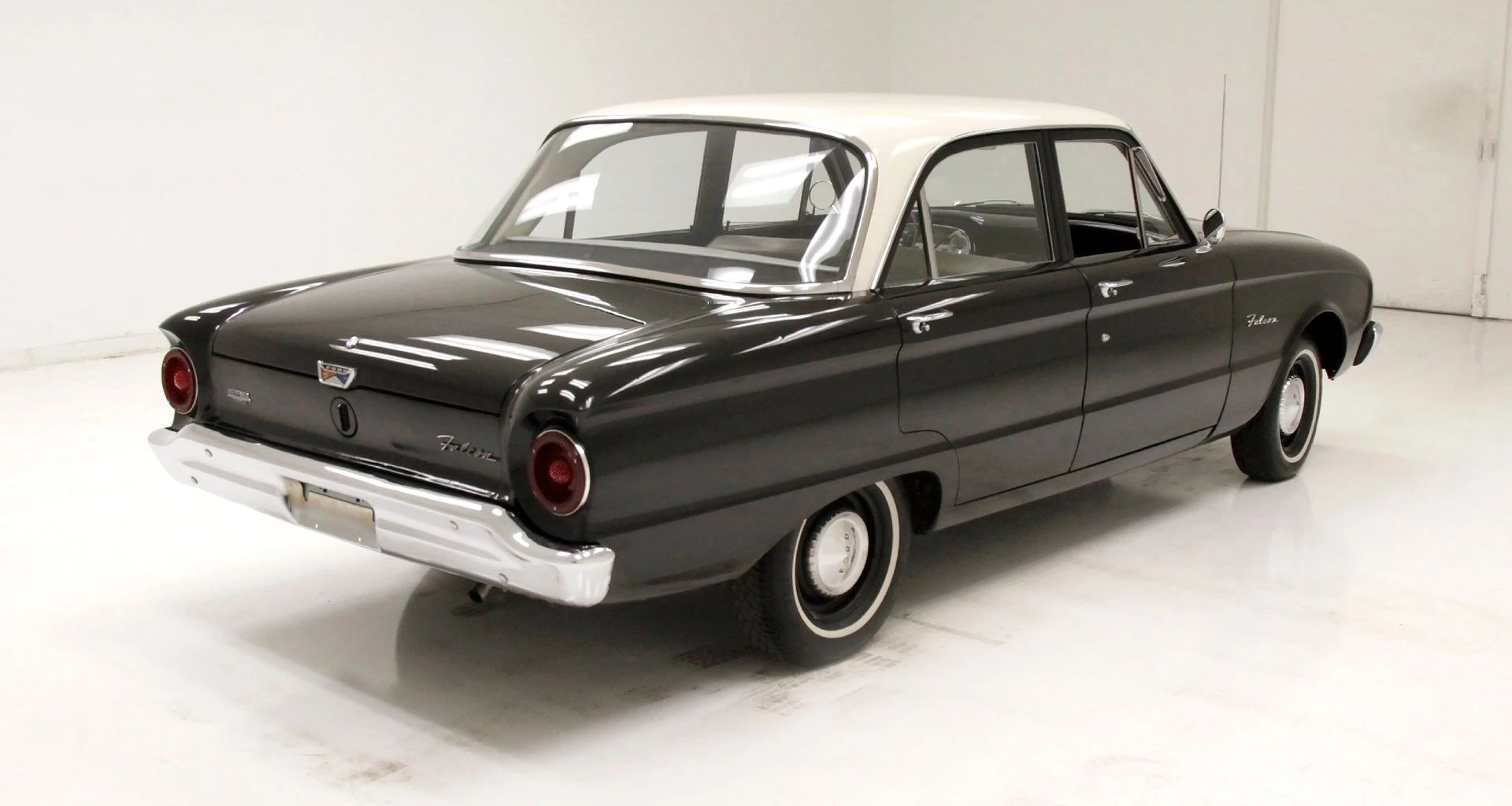 CC Tech: Ford Falcon, Comet, and Fairlane – How These Unit-Body Fords Were Alike (And Different) 15 Right rear 3q view of a black 1960 Ford Falcon sedan in an indoor studio