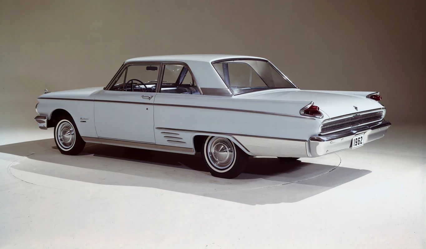 CC Tech: Ford Falcon, Comet, and Fairlane – How These Unit-Body Fords Were Alike (And Different) 39 Press photo showing the left rear 3q of a white 1962 Mercury Meteor two-door sedan