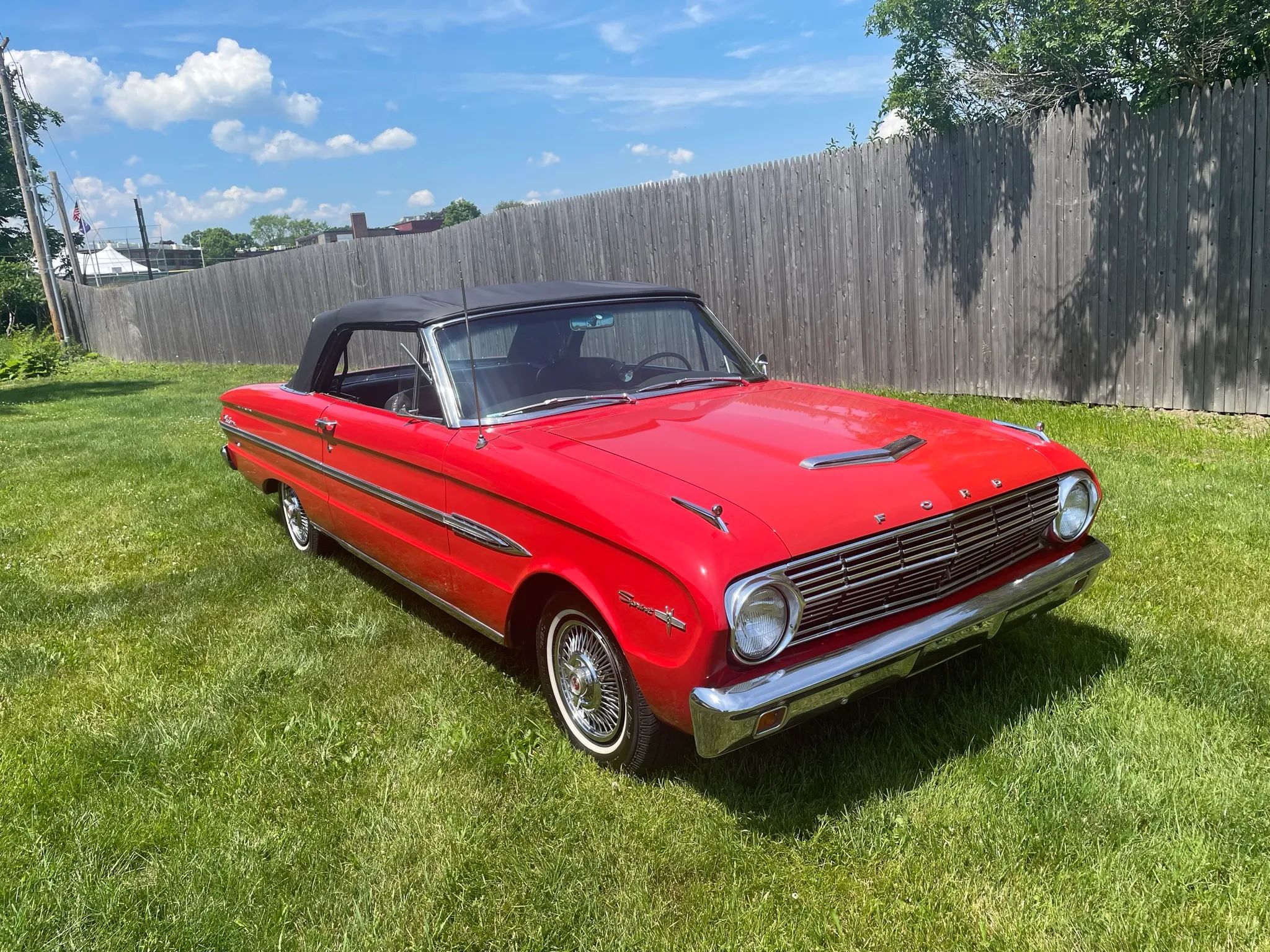 CC Tech: Ford Falcon, Comet, and Fairlane – How These Unit-Body Fords Were Alike (And Different) 44 Right front 3q view of a red 1963 Ford Falcon Sprint convertible with wire wheel covers and a black top