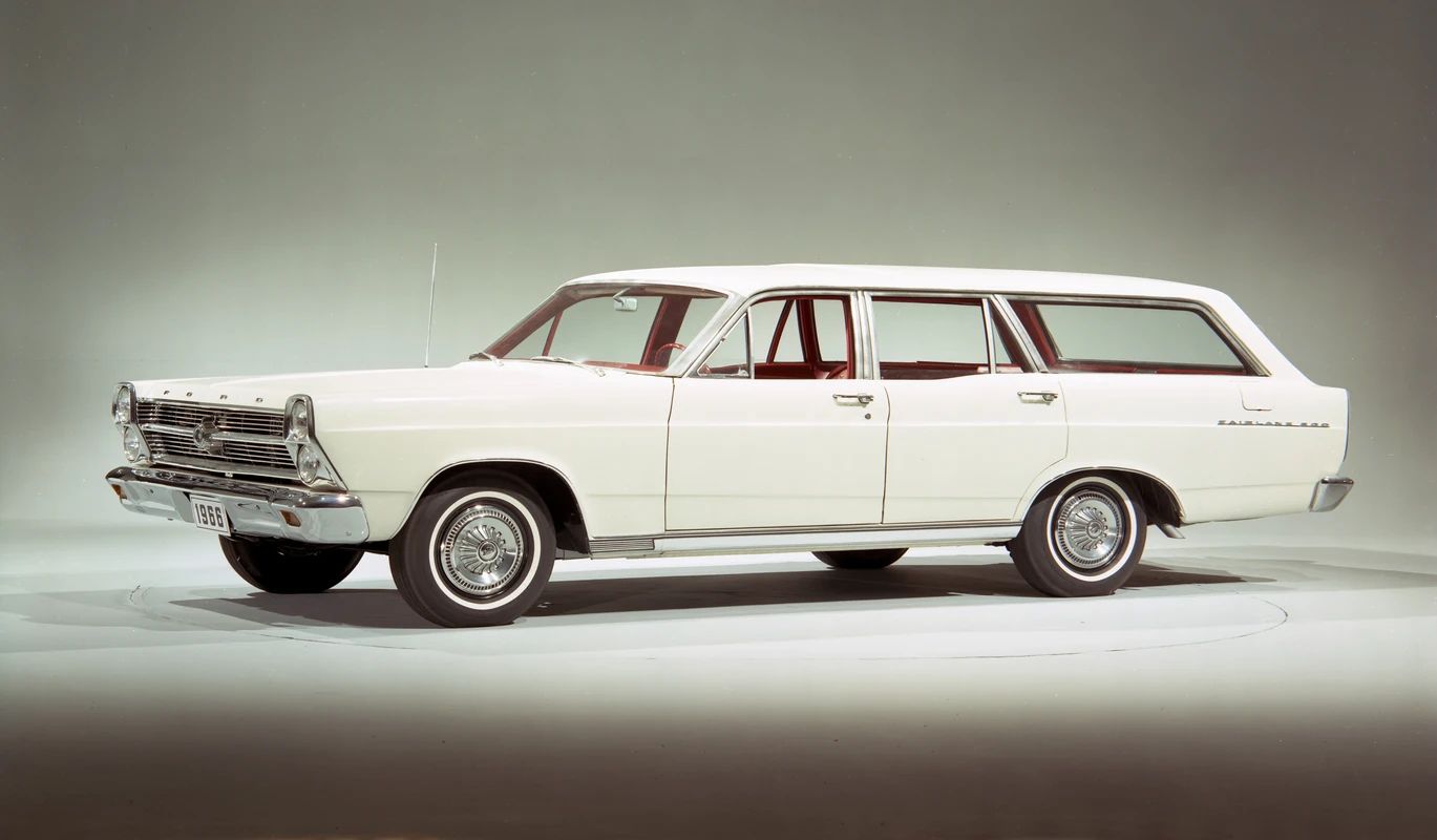 CC Tech: Ford Falcon, Comet, and Fairlane – How These Unit-Body Fords Were Alike (And Different) 47 Press photo showing the left front 3q view of a Wimbledon White 1966 Ford Fairlane 500 station wagon