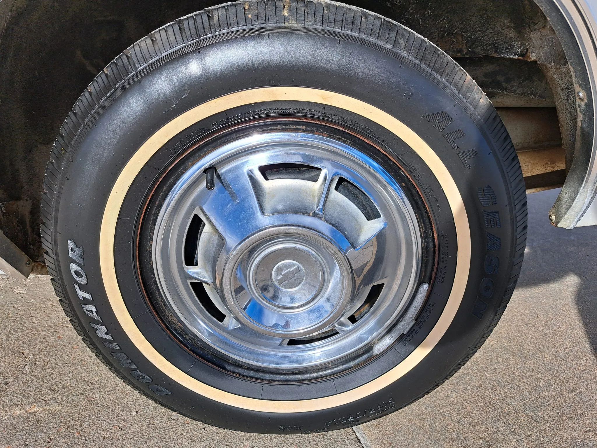 1967 Camaro Rally Sport With 250 Six And 3-Speed Manual: It Was Quicker Than A Lot Of V8s And Handled Better Too 10 Chrome wheel cover and whitewall tire on a 1967 Chevrolet Camaro