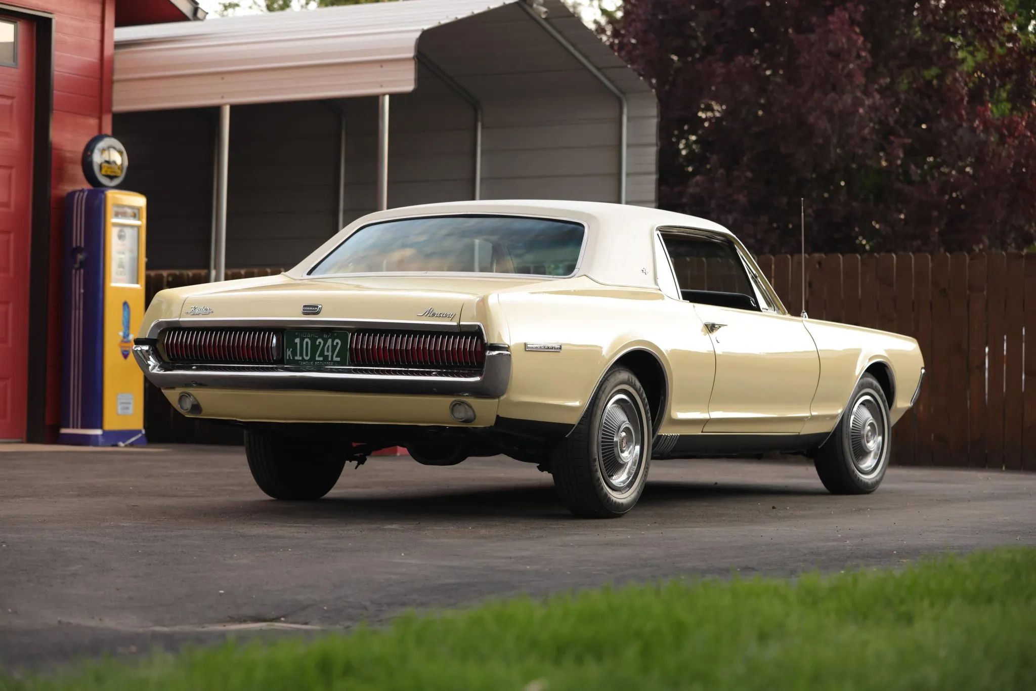 CC Tech: How the Mustang, Cougar, And Maverick Differed From The Original Ford Falcon Platform 28 Right rear 3q view of a yellow 1967 Mercury Cougar XR-7 with a white vinyl top