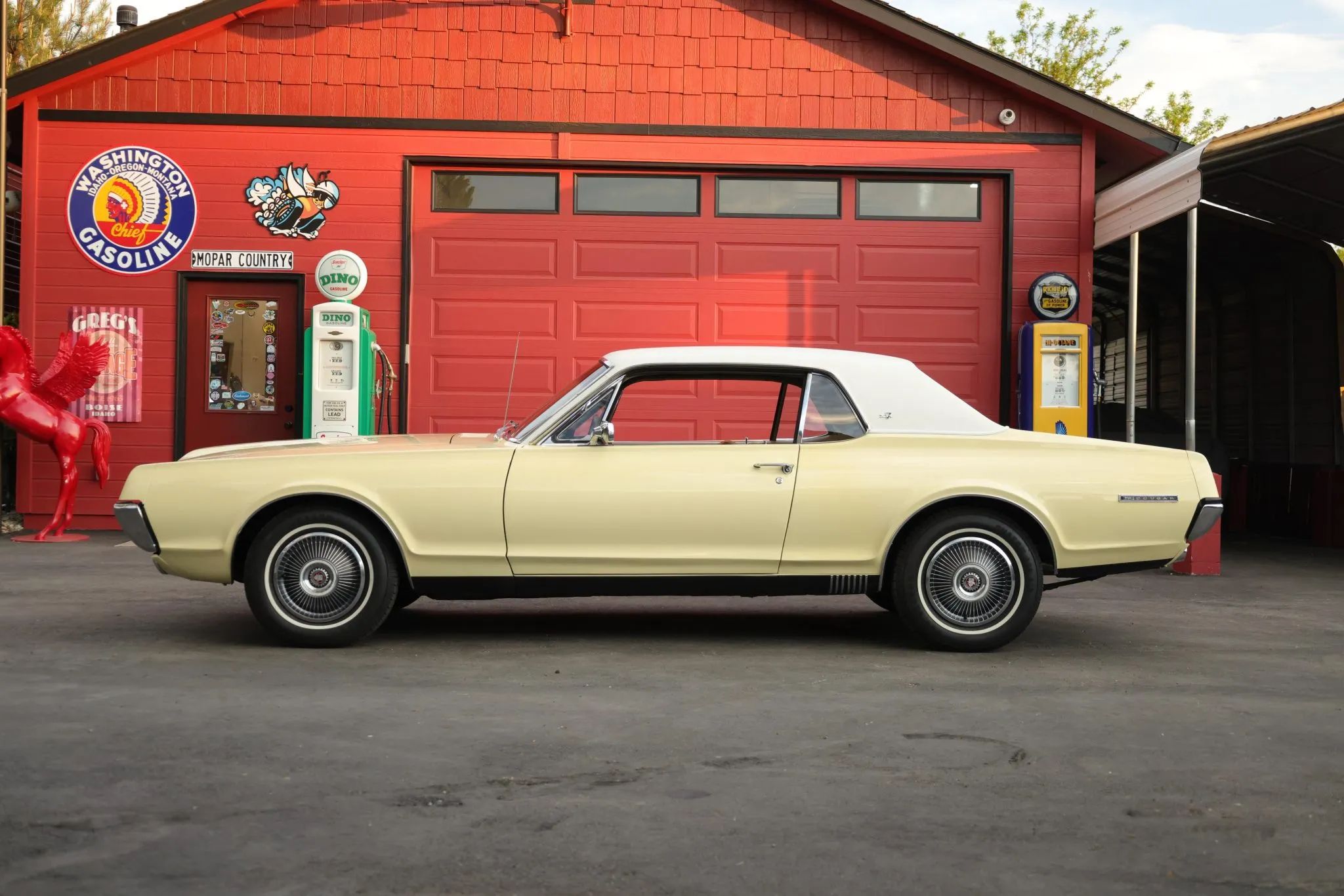 CC Tech: How the Mustang, Cougar, And Maverick Differed From The Original Ford Falcon Platform 25 Left side view of a yellow 1967 Mercury Cougar XR-7 with a white vinyl top