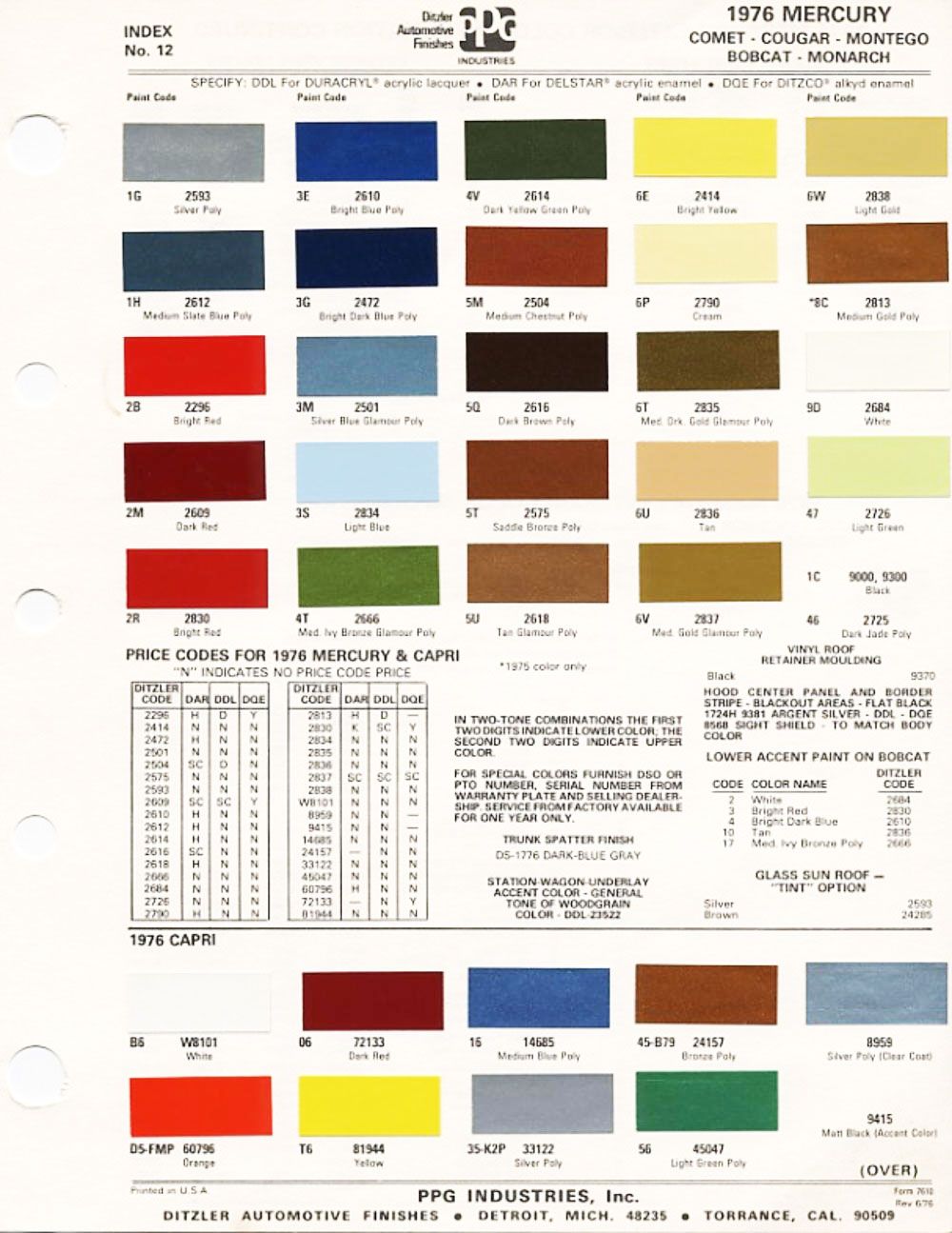 1976 mercury paint chip