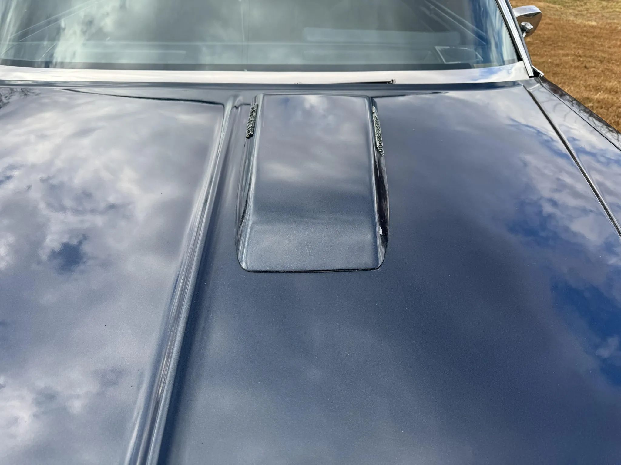 Rare Survivor: 1981 Chevrolet Monte Carlo Turbo V6 – Forgotten Chevy Still In Great Shape 8 Front view of the Turbo hood bulge on a Dark Blue 1981 Chevrolet Monte Carlo