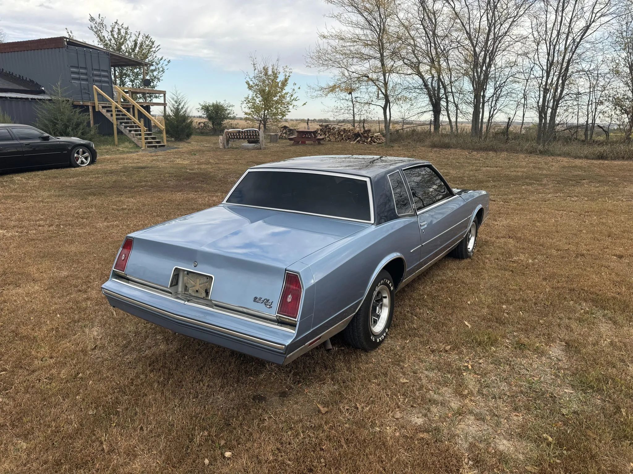 Rare Survivor: 1981 Chevrolet Monte Carlo Turbo V6 – Forgotten Chevy Still In Great Shape 5 High angle right rear 3q view of a two-tone Dark Blue over Light Blue 1981 Chevrolet Monte Carlo turbo