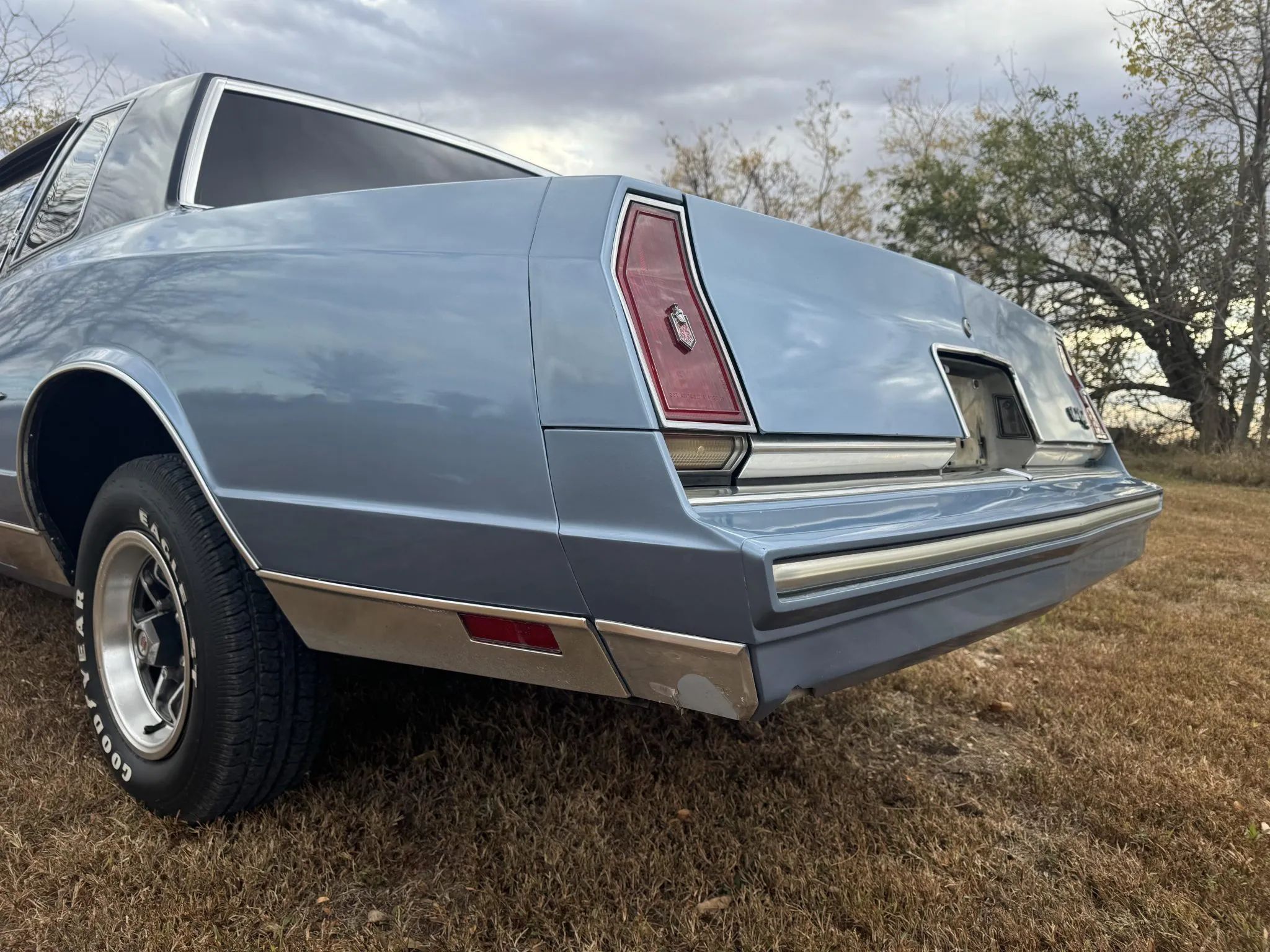 Rare Survivor: 1981 Chevrolet Monte Carlo Turbo V6 – Forgotten Chevy Still In Great Shape 14 Left side of the tail of a Light Blue 1981 Chevrolet Monte Carlo