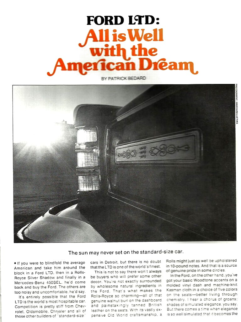 Vintage Car And Driver Review: 1976 Ford LTD – "All Is Well with the American Dream" 3 LTD1