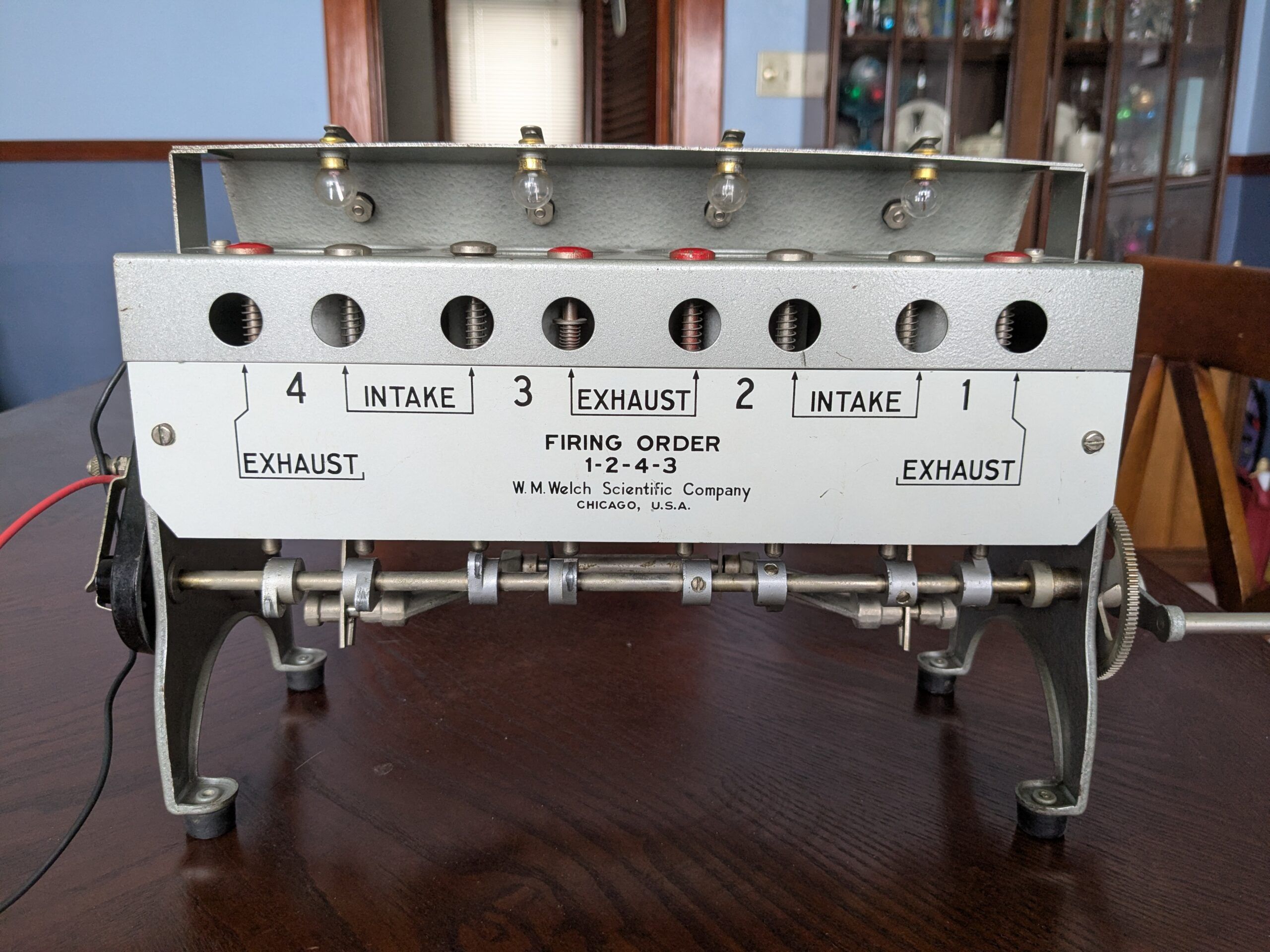 Picture of W M Welch educational engine on dining room table