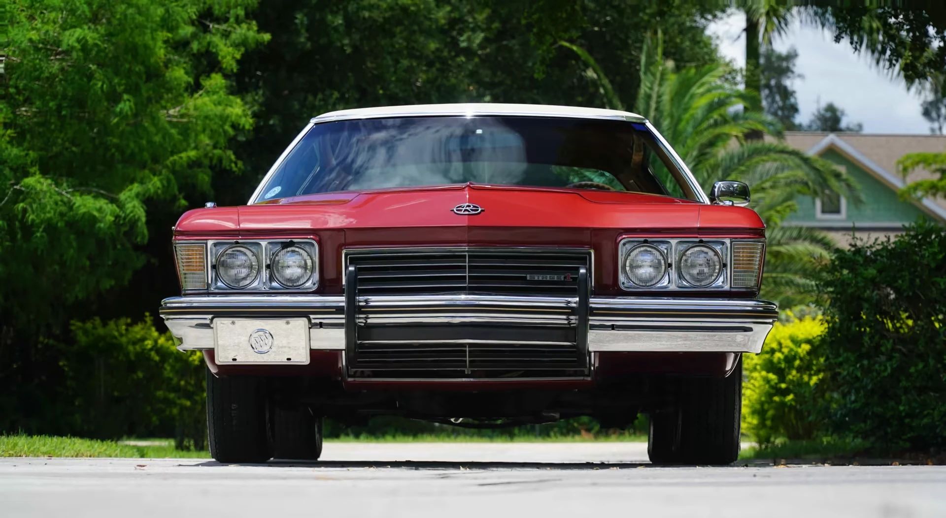1973 Buick Riviera GS Stage 1 With Rare MaxTrac Traction Control: No Fishtailing In Your Boattail 20 Front view of a red 1973 Buick Riviera