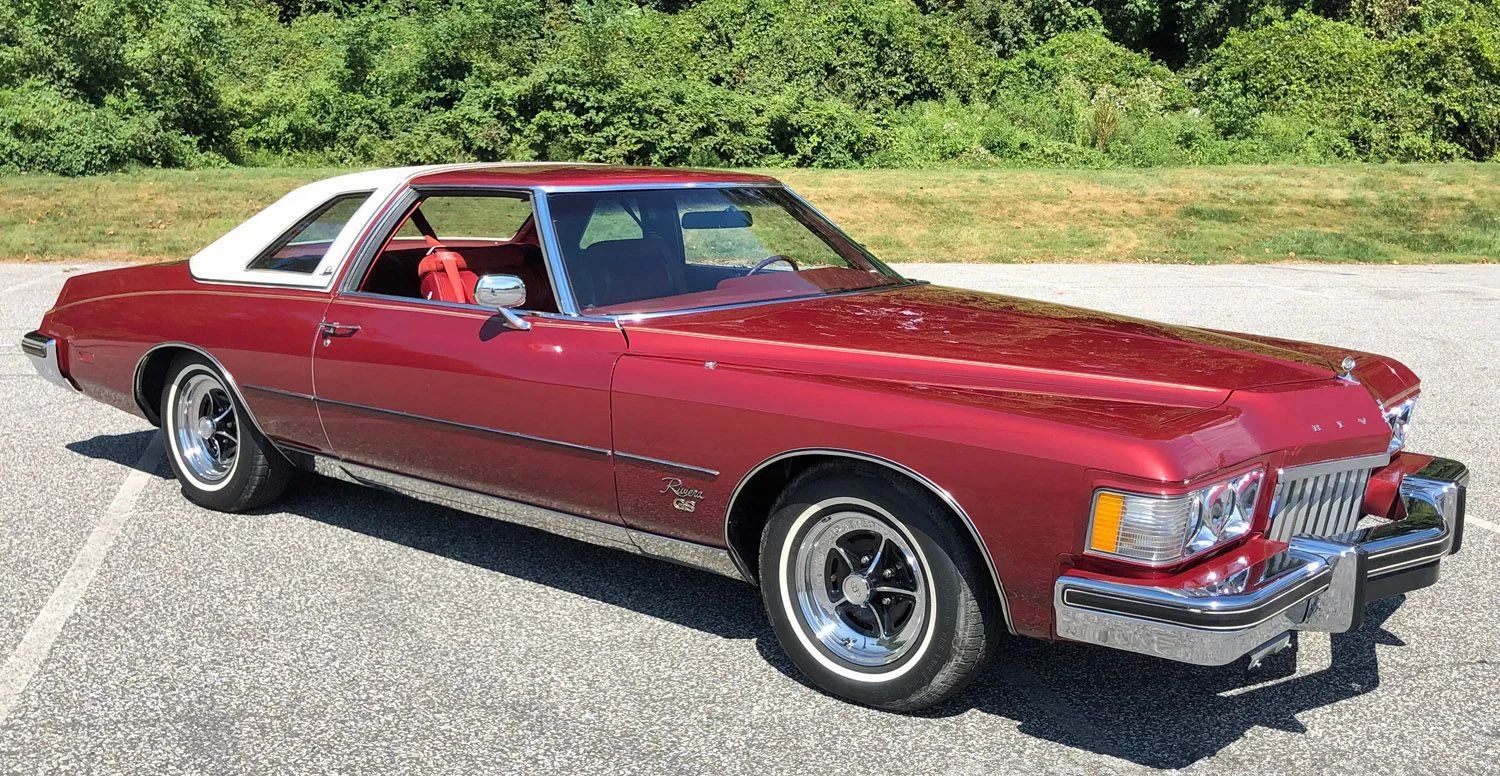 1973 Buick Riviera GS Stage 1 With Rare MaxTrac Traction Control: No Fishtailing In Your Boattail 18 Left front 3q view of a red 1974 Buick Riviera