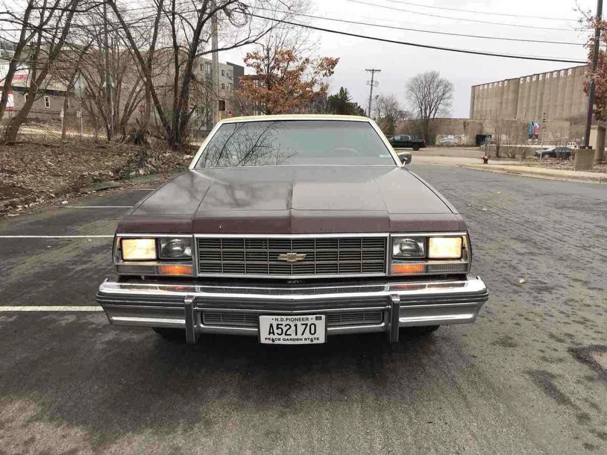Front view of a brown 1977 Chevrolet Impala coupe