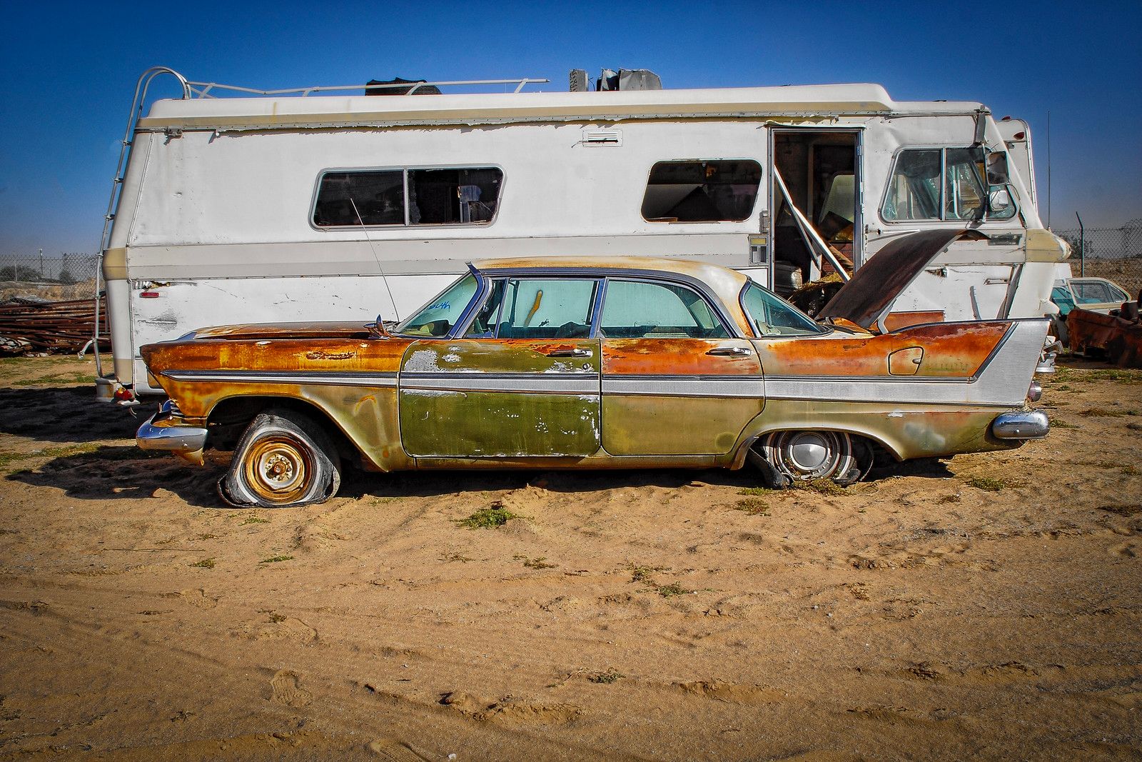 More Vintage Iron From The Southwest - 2 Days At Desert Valley Auto Parts 1 1958 Plymouth 4-door at the Desert Valley Auto Parts in Arizona.