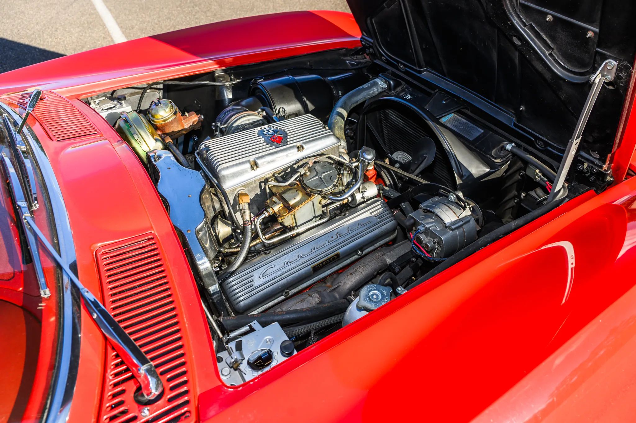 The Beach Boys' "Shut Down": A Fuel-Injected Sting Ray Might Be Closer To That Super Stock Dodge Than You'd Expect 6 Image of 1963 Chevrolet 327-cubic-inch fuel injected engine in red Corvette