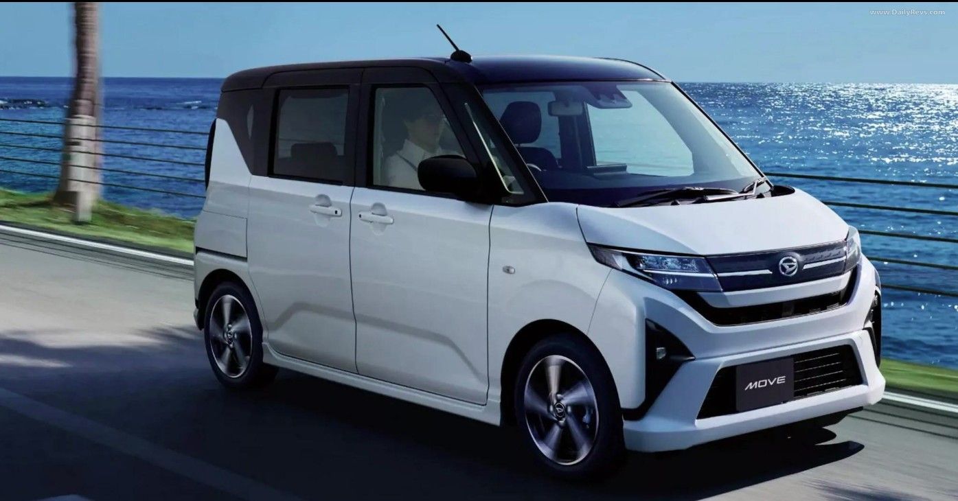 Year-End News From Japan: The Kei-Car Wars Are Heating Up 1 Press photo of a boxy white Daihatsu Move kei car driving along the coast