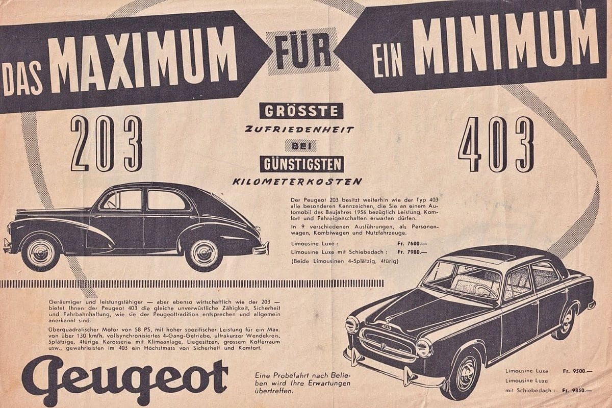 One After 909: Peugeot’s Numbering Conundrum 5 peugeot203 403 1956