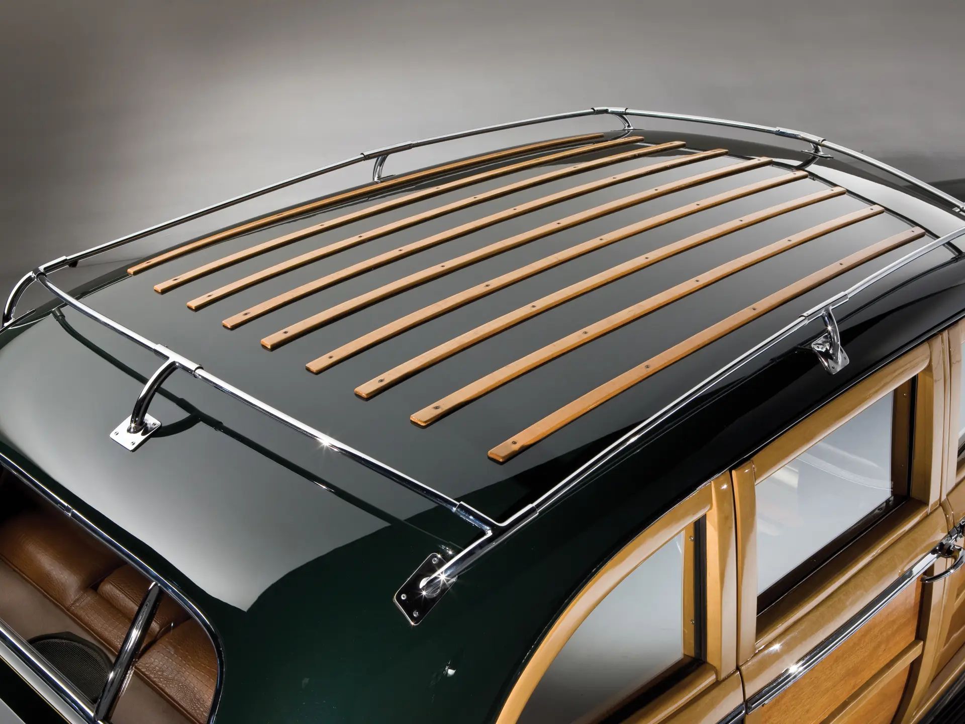 A Cadillac Woodie Sedan? This Wood-Paneled 1951 Cadillac Series 75 Was Once Owned By Gene Autry 20 Wood roof strips and roof rack on a 1949 Cadillac with wood doors