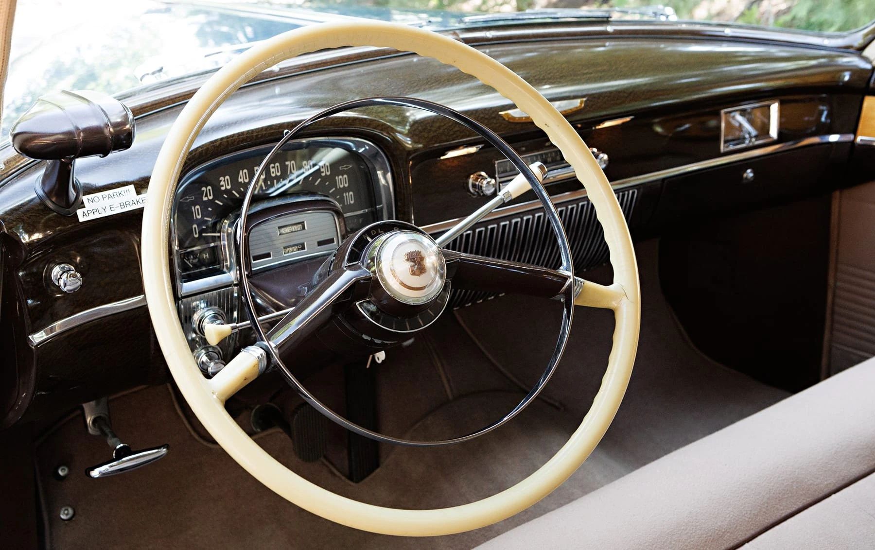 A Cadillac Woodie Sedan? This Wood-Paneled 1951 Cadillac Series 75 Was Once Owned By Gene Autry 10 Dashboard and steering wheel of a 1951 Cadillac Series 75