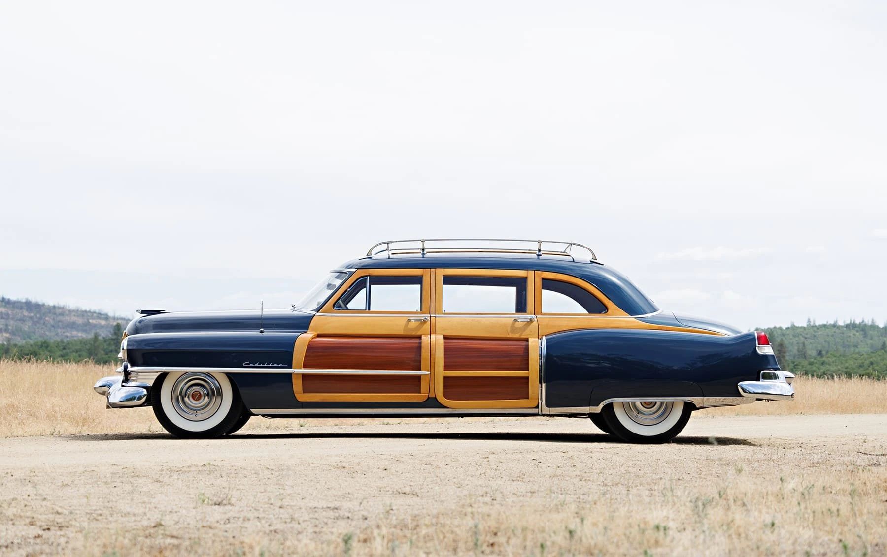 A Cadillac Woodie Sedan? This Wood-Paneled 1951 Cadillac Series 75 Was Once Owned By Gene Autry 21 Left side view of a woodie 1951 Cadillac Series 75 with wood doors and a roof rack
