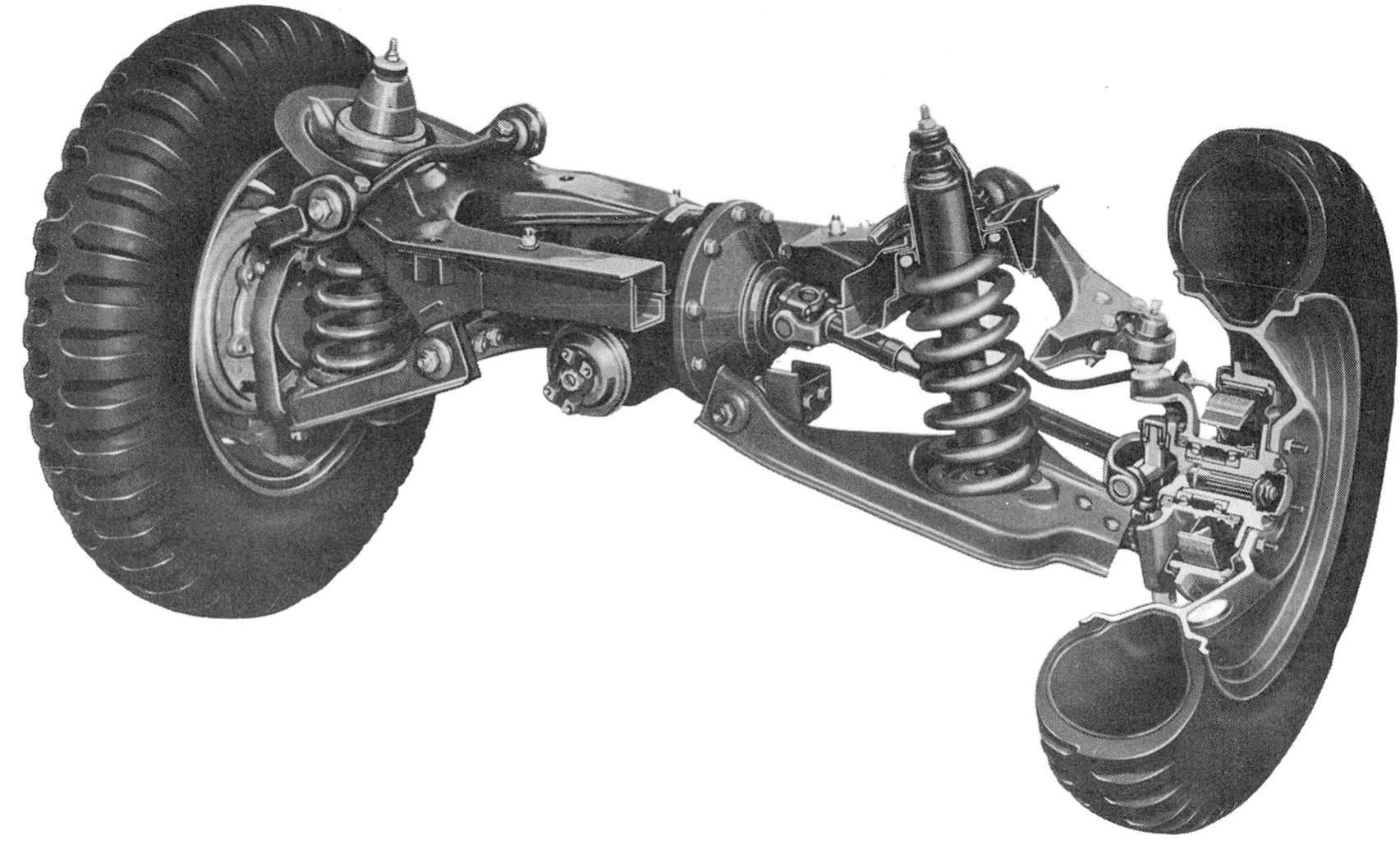 Ford M151 1/4-Ton Utility Truck: Why The Suspension Of The Military's Jeep Successor Made It Too Dangerous For Civilians 6 Double wishbone front suspension of an early M151, with one wheel cut away to show the suspension detail
