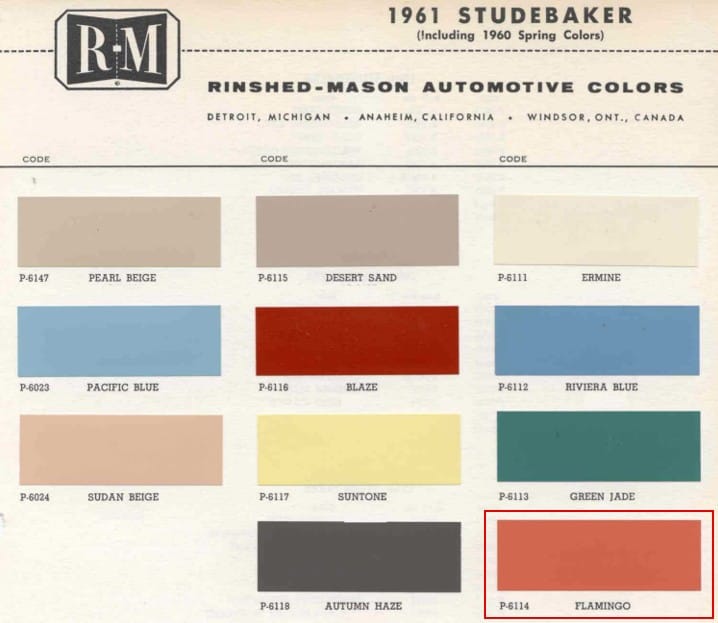 1961 Studebaker Colors