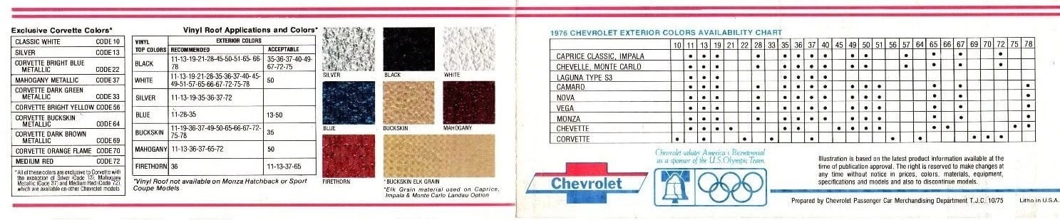 76 Chevy Colors 3 eBay