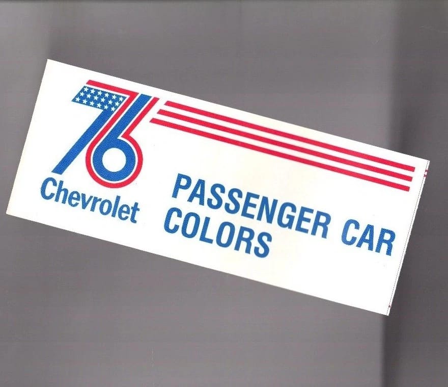 76 Chevy Colors Vintage Hobby Stop