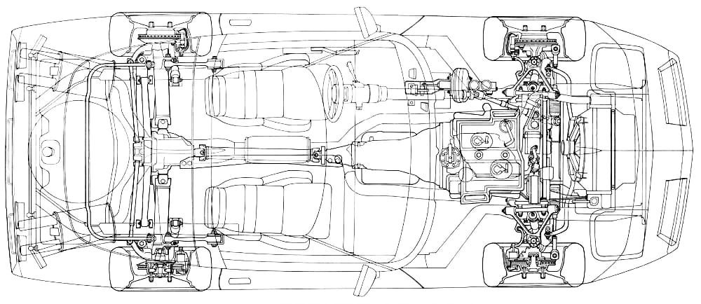 1984 Corvette schematic in plan view