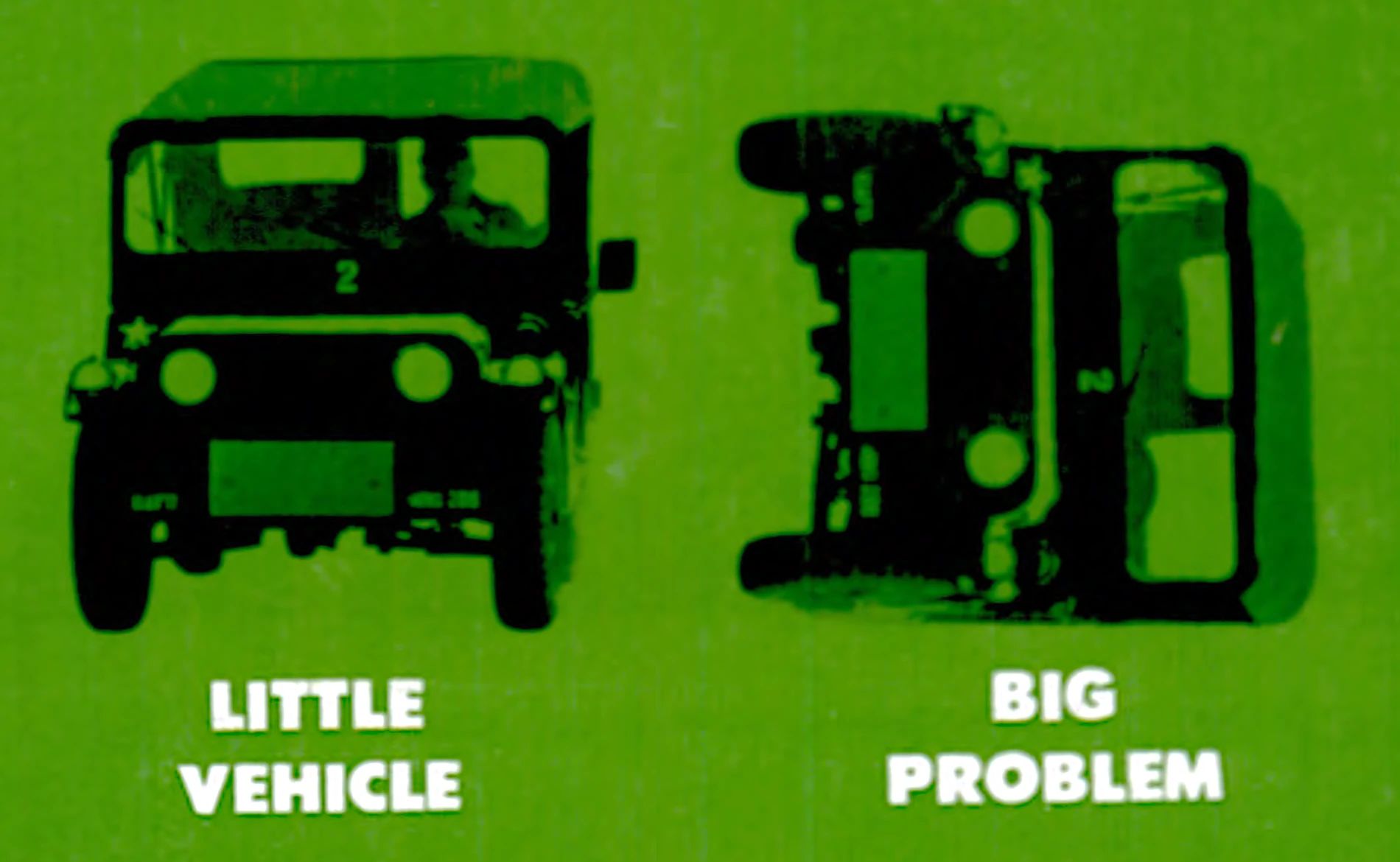 Ford M151 1/4-Ton Utility Truck: Why The Suspension Of The Military's Jeep Successor Made It Too Dangerous For Civilians 9 Two images of an M151A1 truck, one upright, one on its side, captioned "Little Vehicle, Big Problem"
