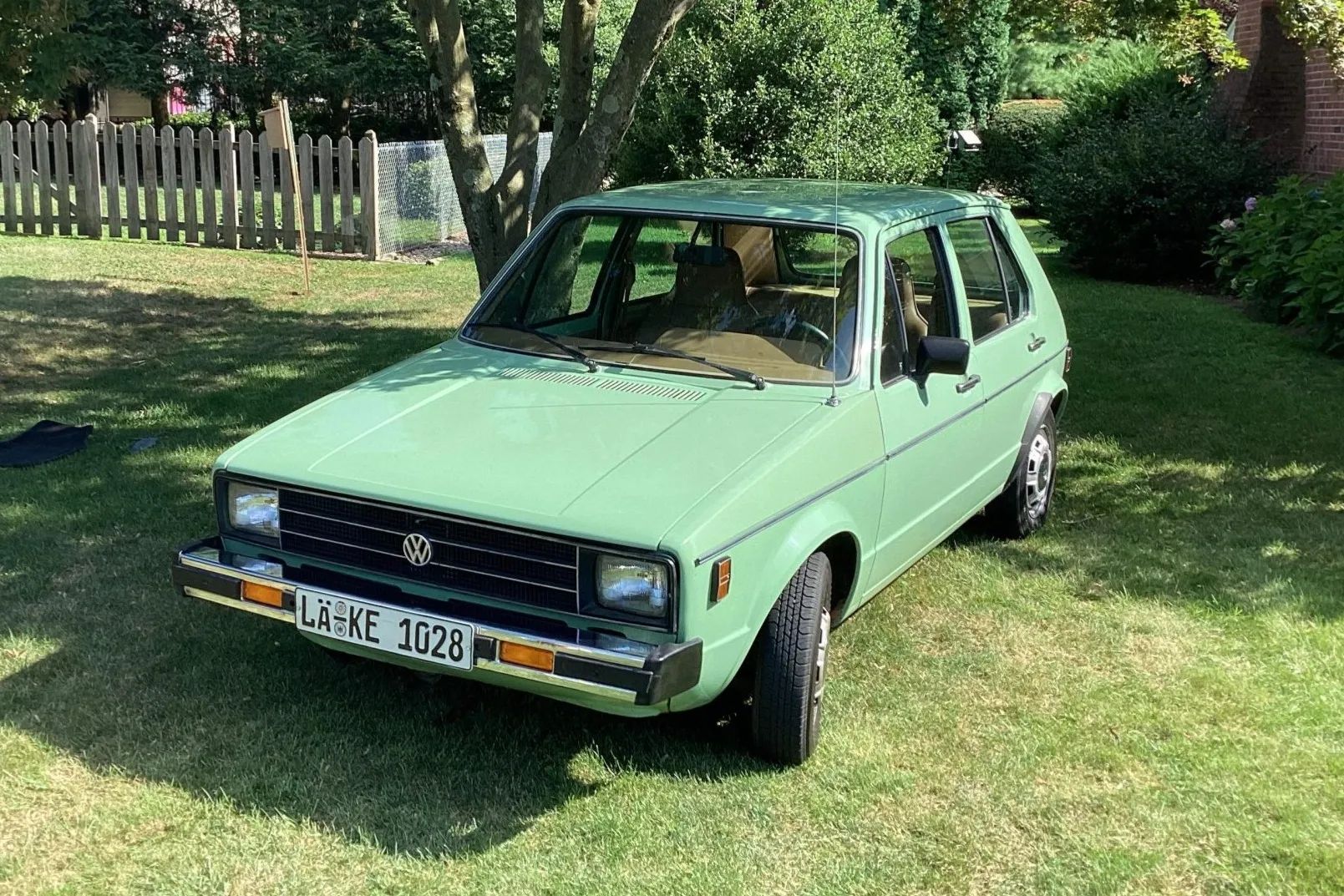 1979 Volkswagen Rabbit: VW Jumps The Shark With A Baby Blue Rabbit Made In the USA 19 Left front 3q view of a 1980 VW Rabbit five-door hatch