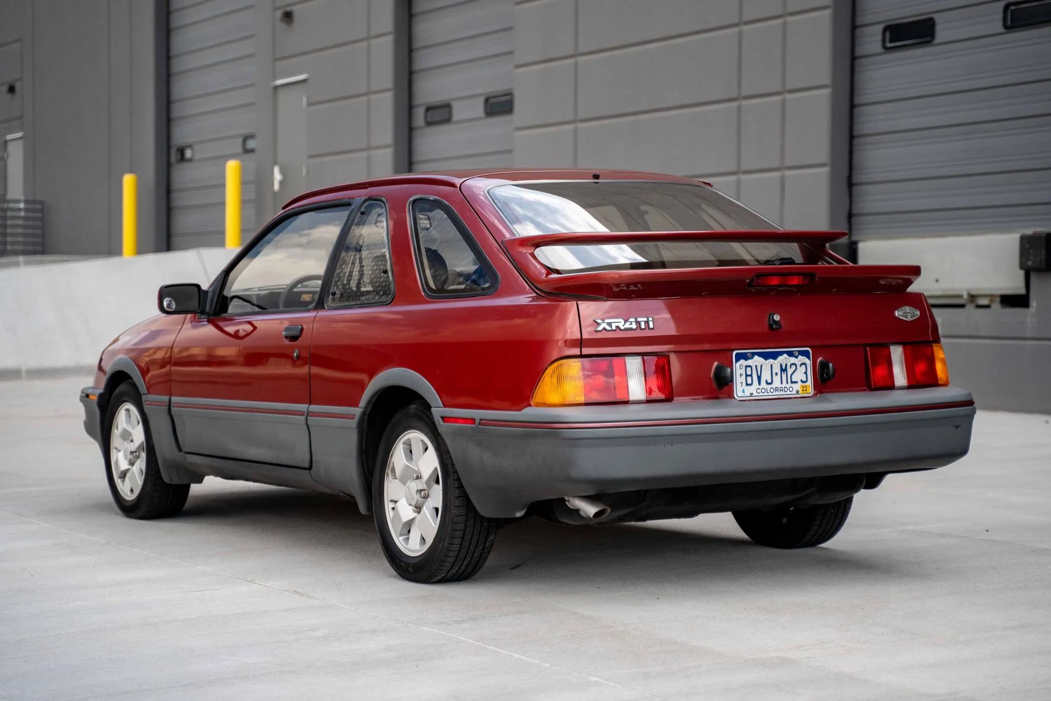 Left rear 3q view of a red XR4Ti