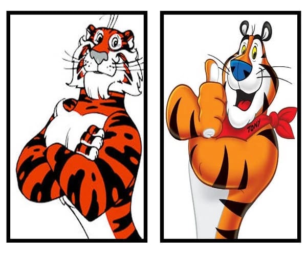 Images of the Exxon Tiger and Tony the Tiger