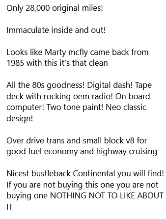 Screenshot 2026 02 09 at 20 16 14 1985 Lincoln Continental · Valentino Edition Cars Trucks North Plainfield New Jersey Facebook Marketplace Facebook