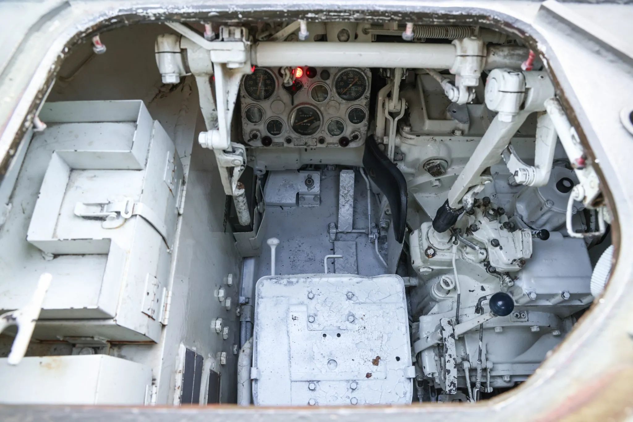 This WW2 Tank Is Powered By Twin Cadillac Engines And Hydra-Matic Transmissions, And It Was Parked Down The Street 17 Driver's seat of an M5 tank