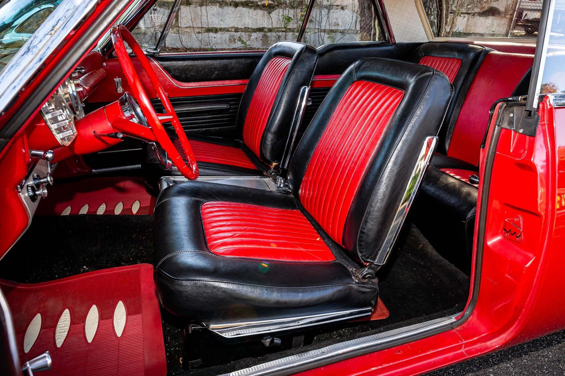 Interior of a 1962 Plymouth with bucket seats