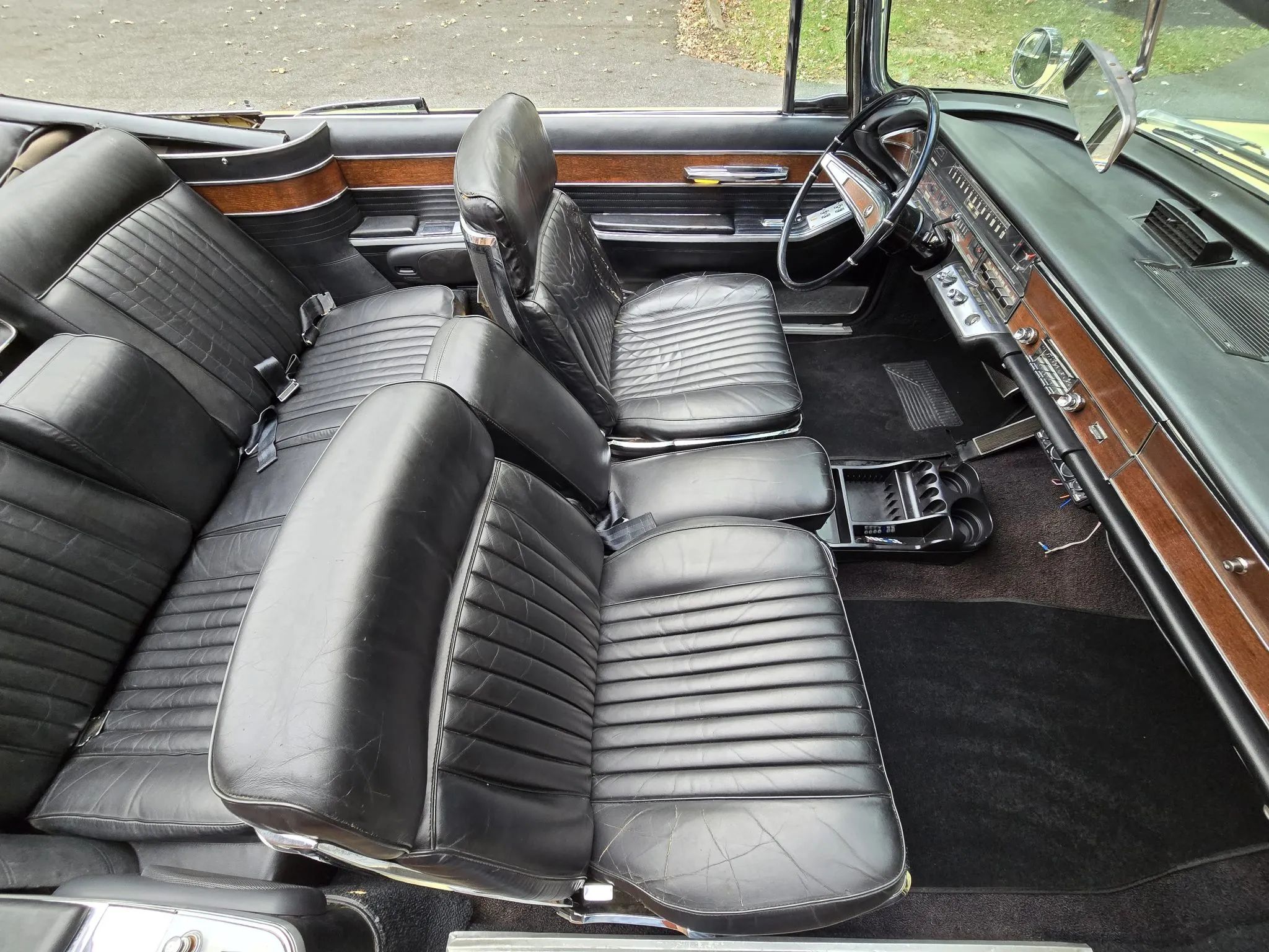 Picture of 1966 Imperial Crown Convertible interior in black leather
