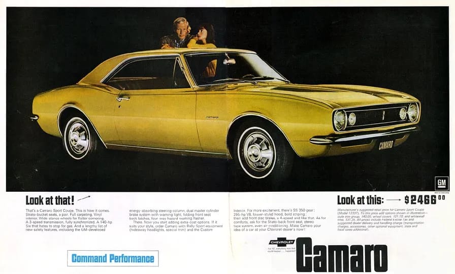 1967 Chevrolet Camaro RS/SS – Identification Issues 7 1967 Chevrolet Camaro print ad, as sourced from the internet.