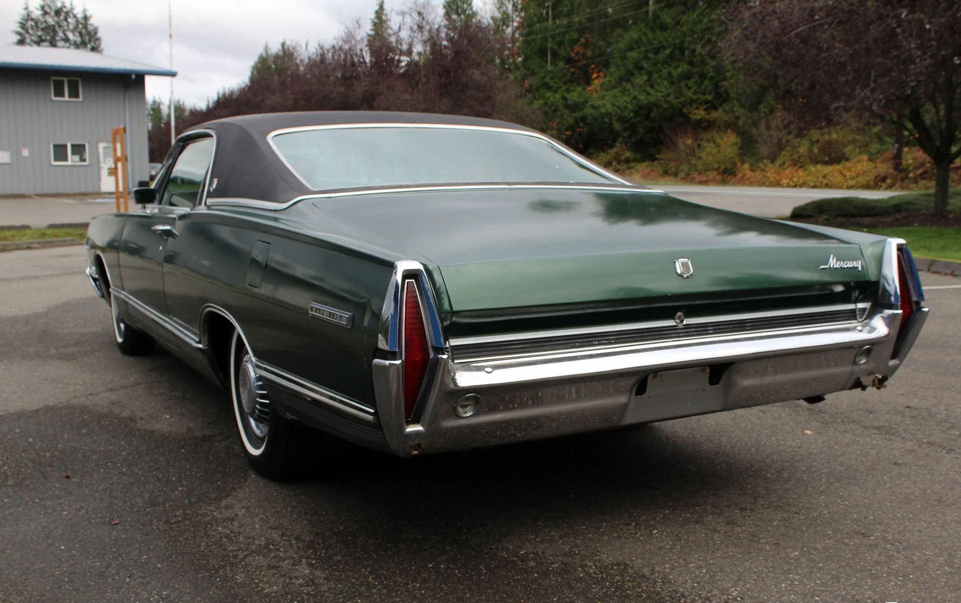 Vintage Car Life Review: 1967 Mercury Marquis — "Has The American Public Gone Soft?" 7 Left rear 3q view of a dark green 1967 Mercury two-door hardtop