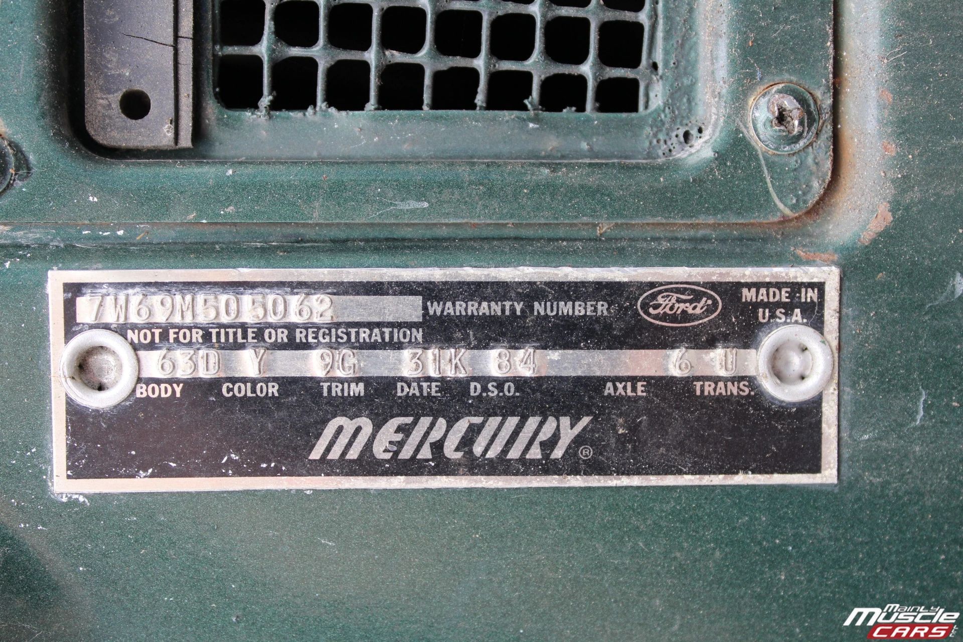 Vintage Car Life Review: 1967 Mercury Marquis — "Has The American Public Gone Soft?" 9 Trim plate of a 1967 Mercury Marquis