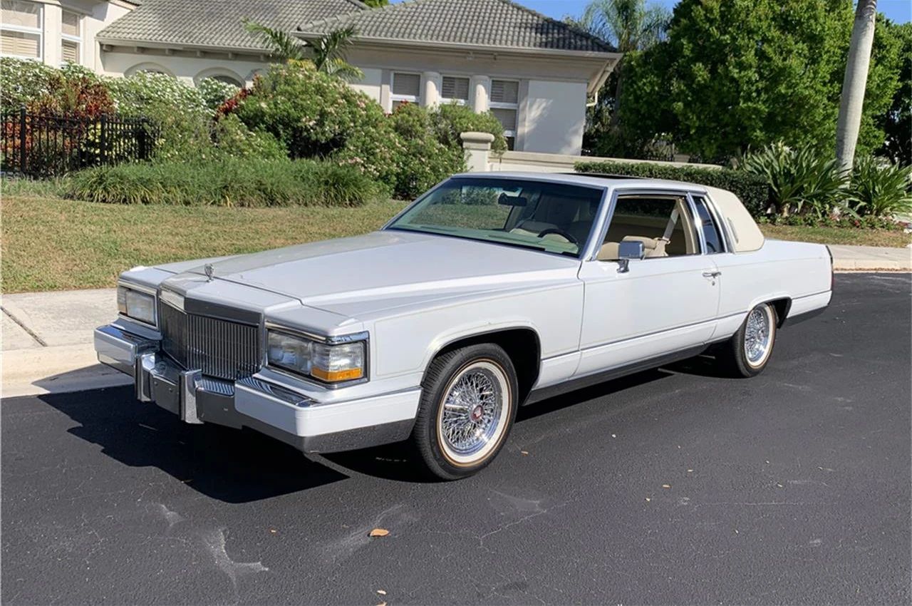Left front 3q view of a white 1982 Cadillac
