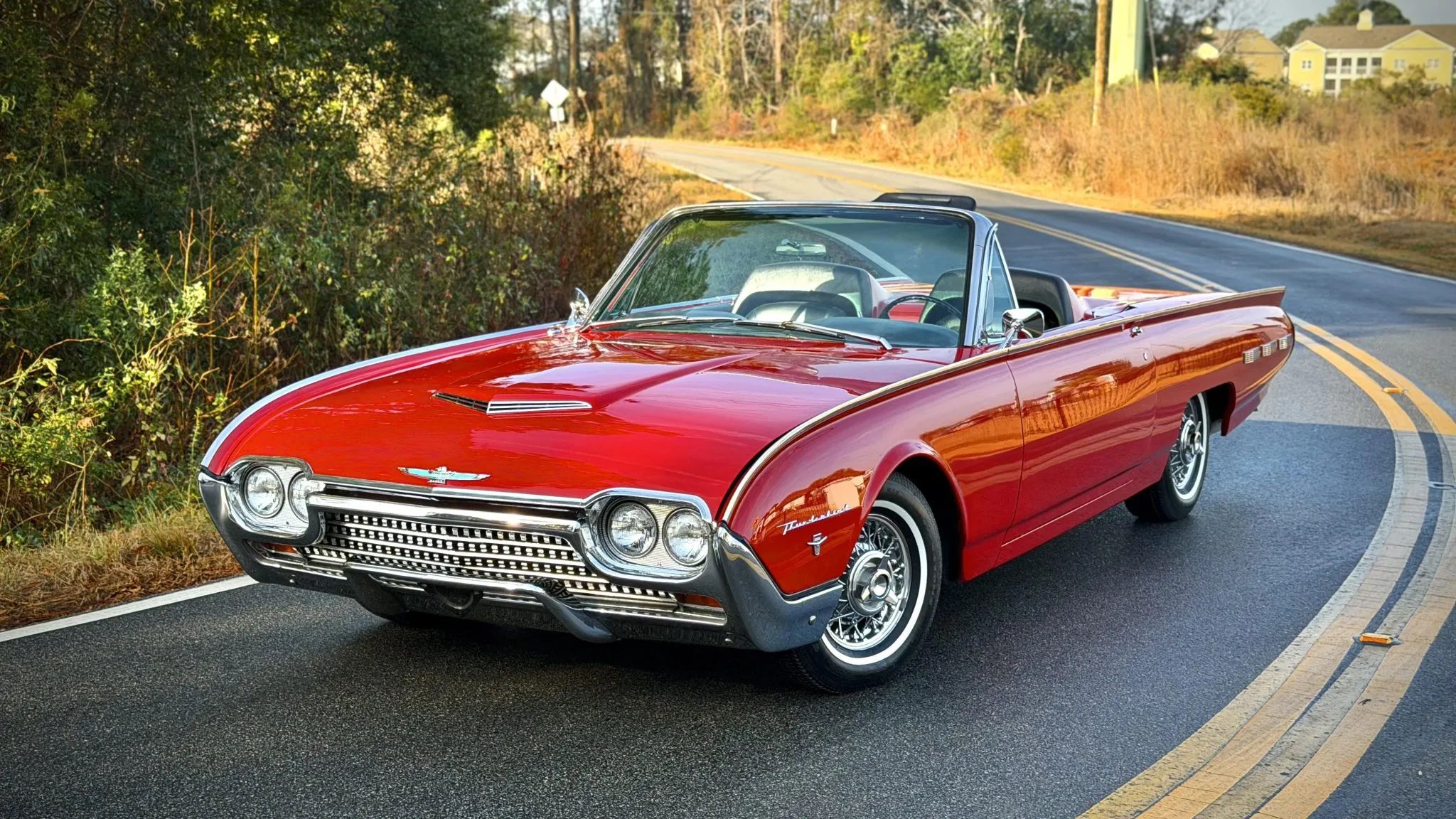 Rangoon Red 1962 Ford Thunderbird Sports Roadster front three-quarter view