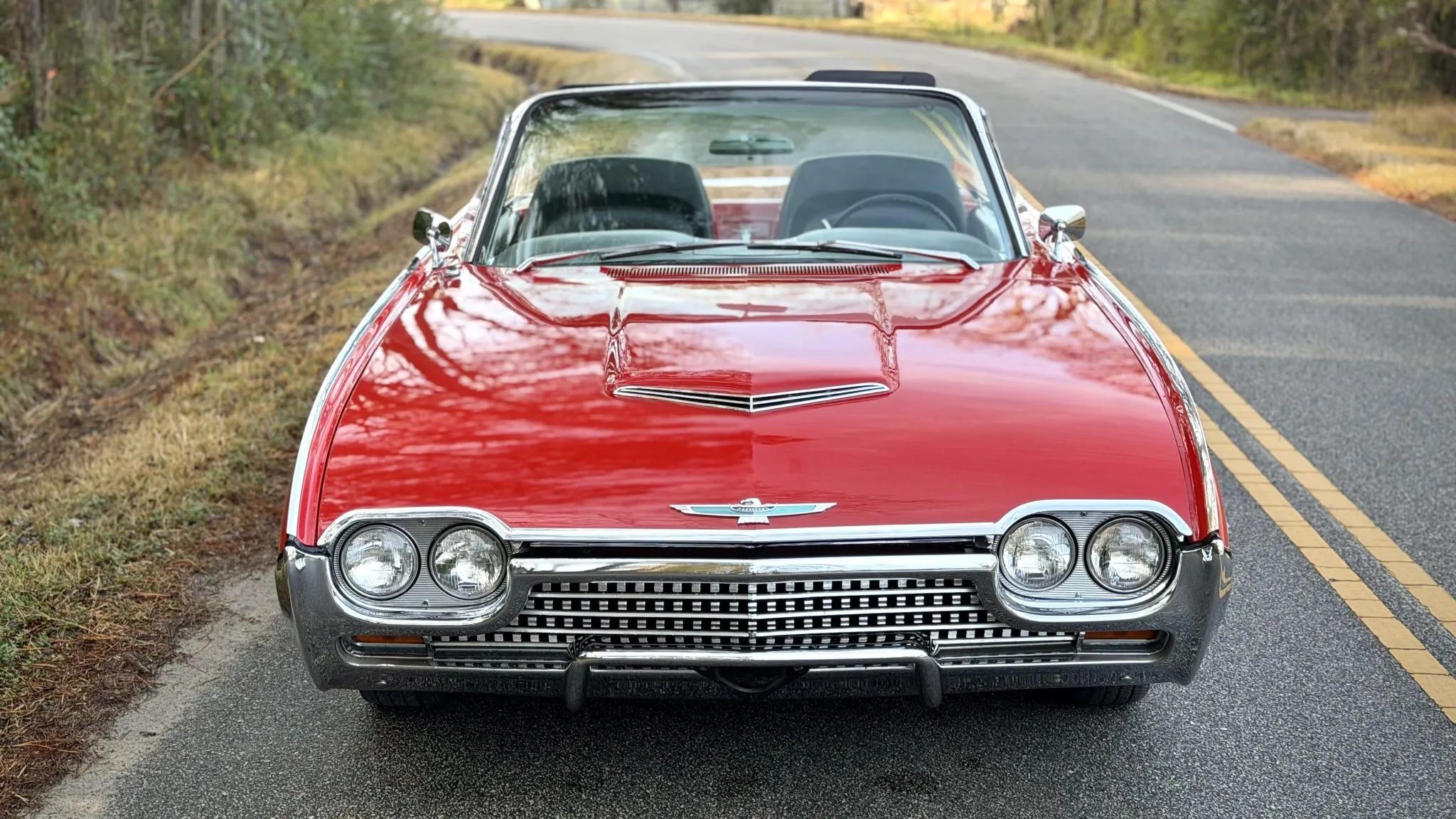 Rangoon Red 1962 Ford Thunderbird Sports Roadster head-on view