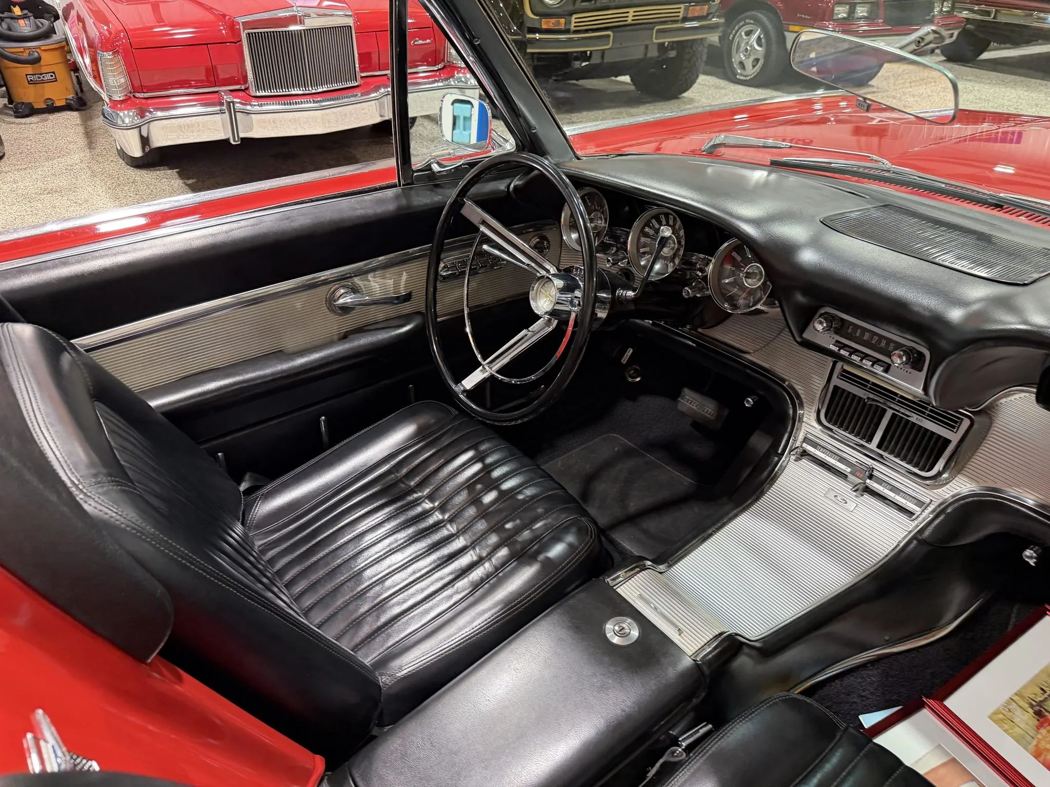 1962 Ford Thunderbird Sports Roadster interior in black vinyl