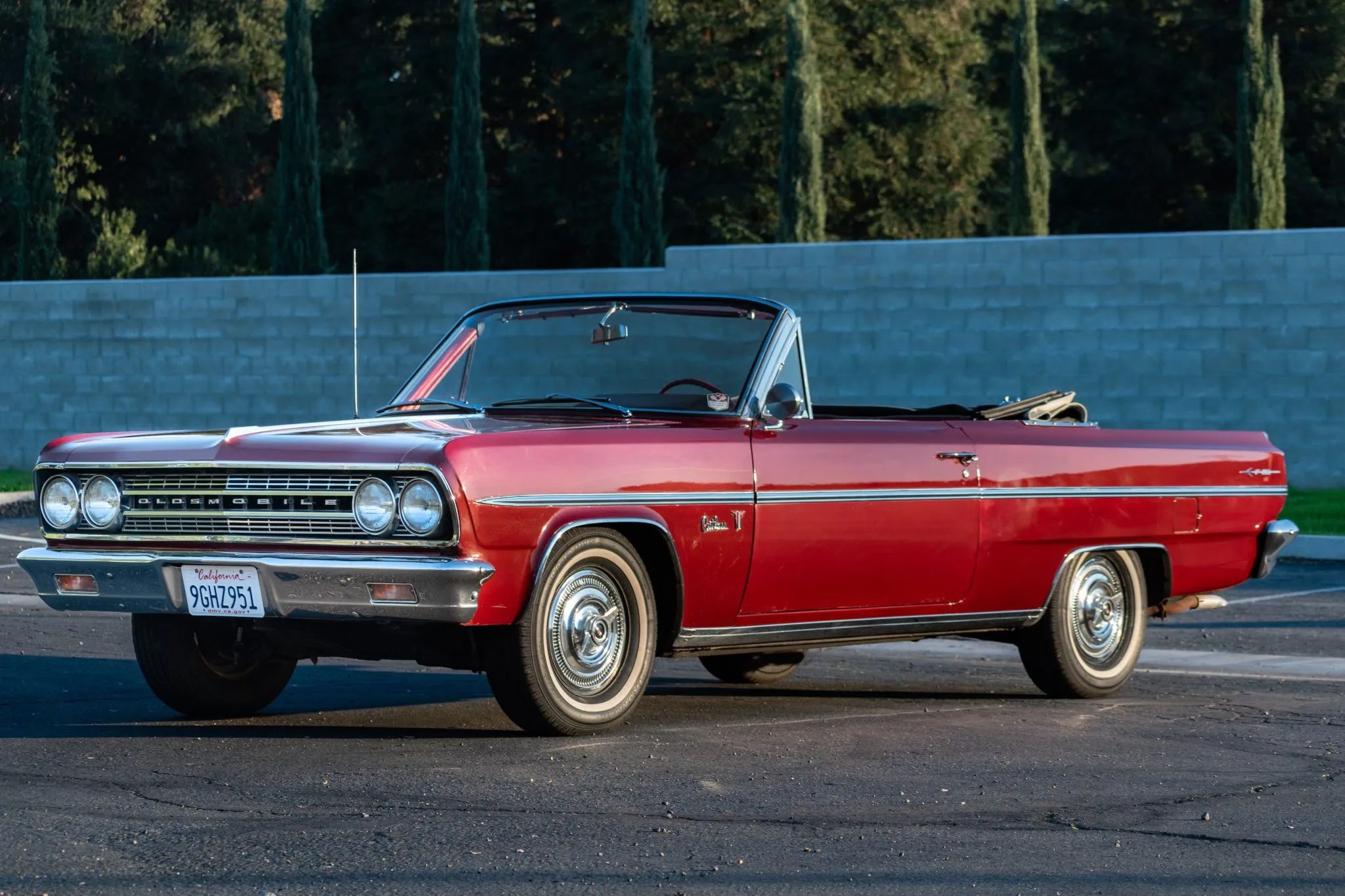 1963 Oldsmobile F-85 Cutlass Convertible With Aluminum V-8 And 4-Speed: Not Quite A 4-4-2 2 Left front view of a 1963 Oldsmobile Cutlass convertible with its top down