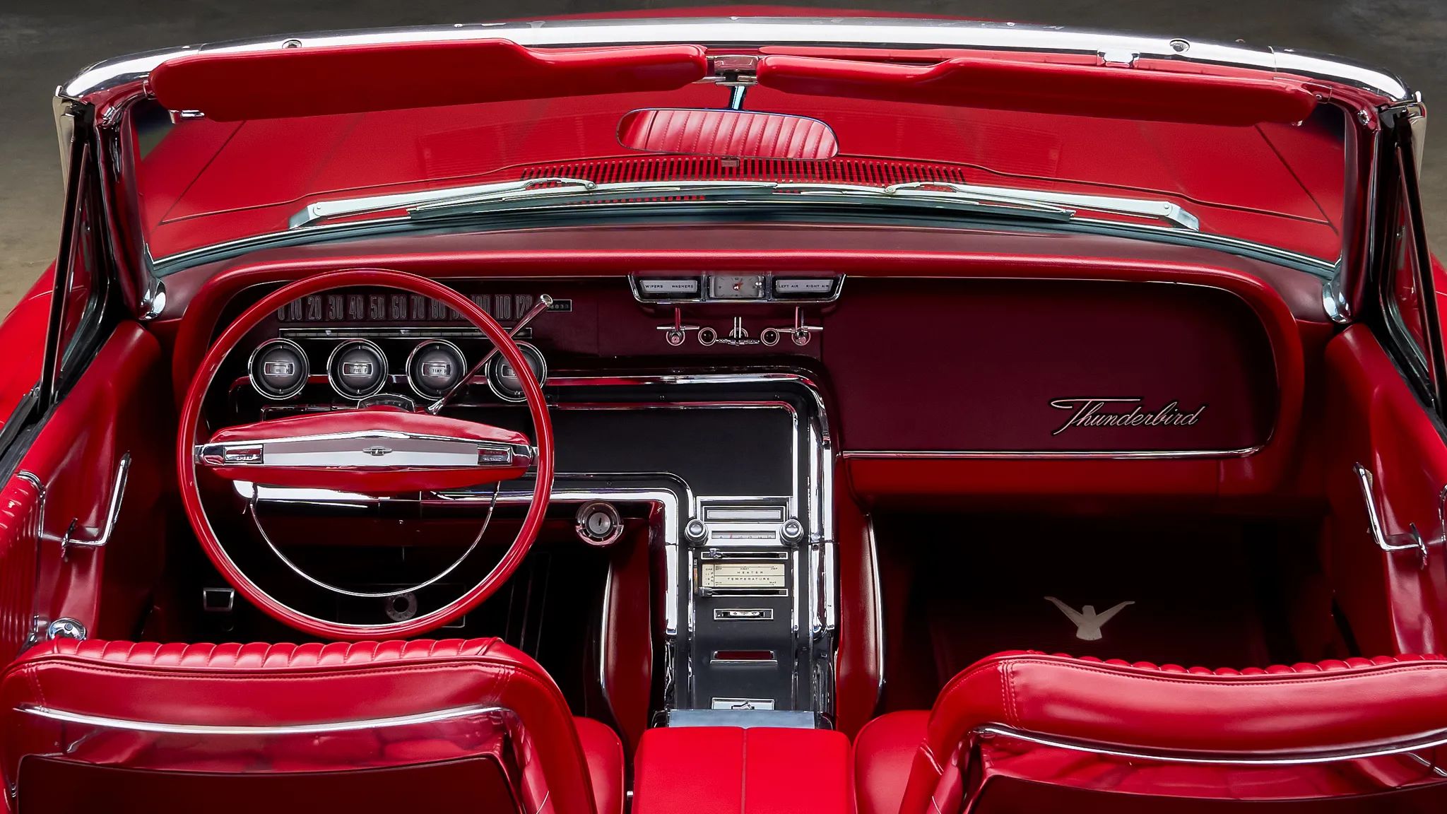 1966 Ford Thunderbird: Dream Car With A Space Age Interior To Let Your Inner Child Take Flight 11 Interior of a 1966 Thunderbird convertible, seen from the rear looking forward