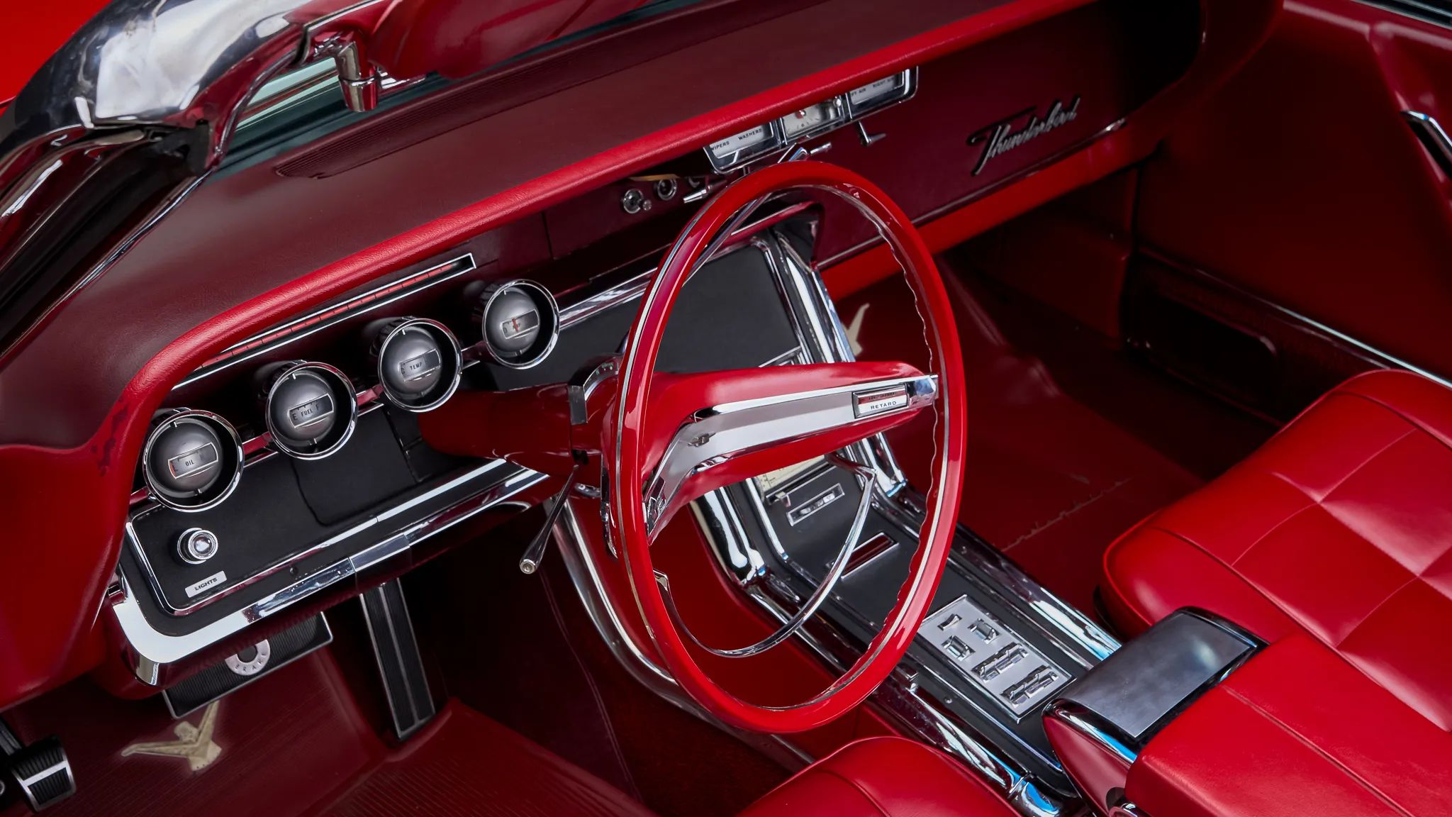 1966 Ford Thunderbird: Dream Car With A Space Age Interior To Let Your Inner Child Take Flight 12 Dashboard of a 1966 Thunderbird with the steering wheel swung to the right