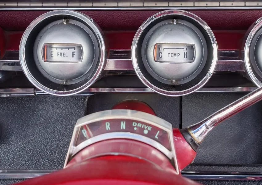 1966 Ford Thunderbird: Dream Car With A Space Age Interior To Let Your Inner Child Take Flight 14 Shift quadrant and secondary gauges in a 1966 Thunderbird
