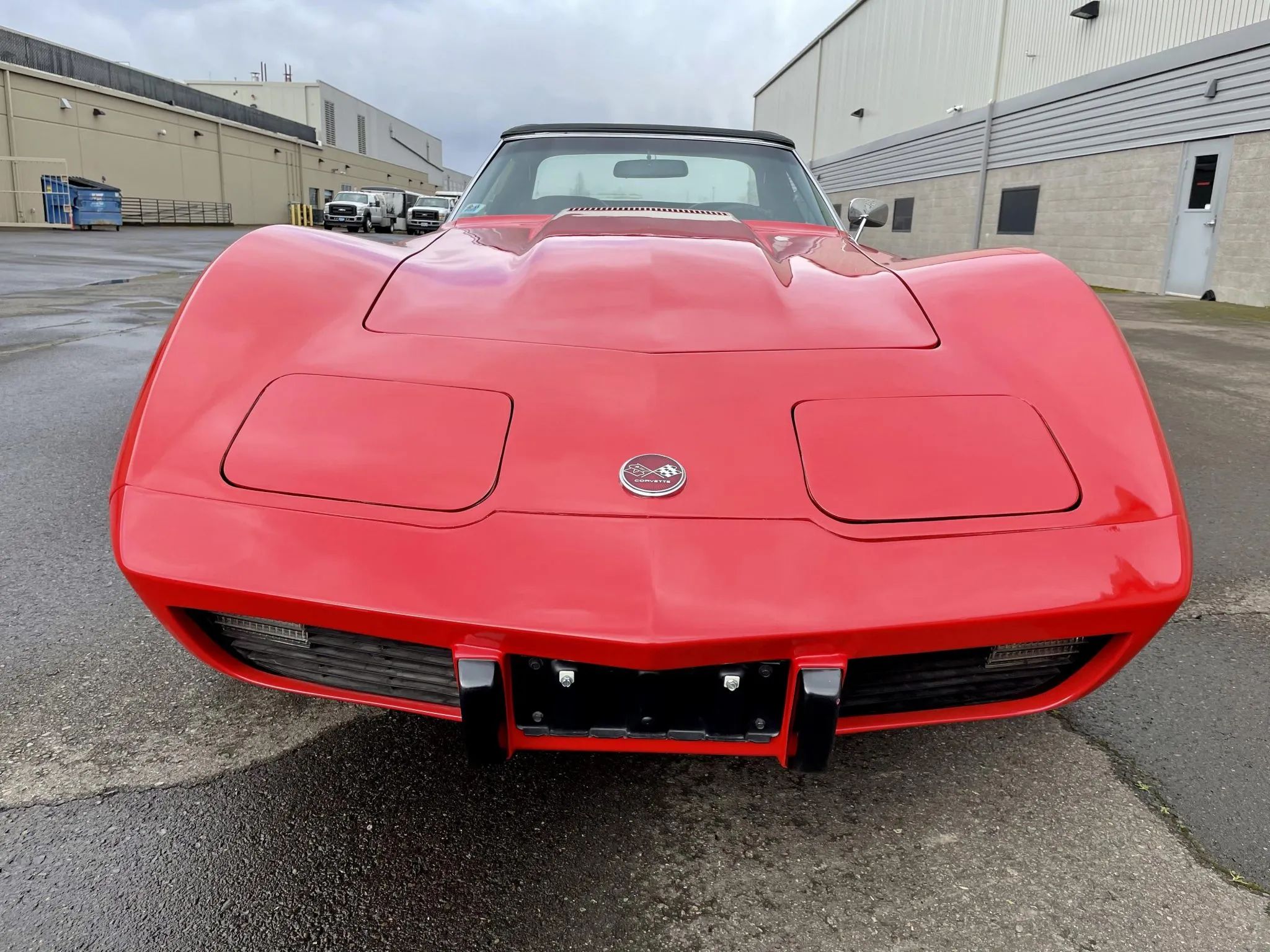 1975 Chevrolet Corvette L48 Convertible: Only 165 HP And Just 61 Miles On This Final-Year C3 Convertible 4 Front view of a Mille Miglia Red 1975 Corvette convertible