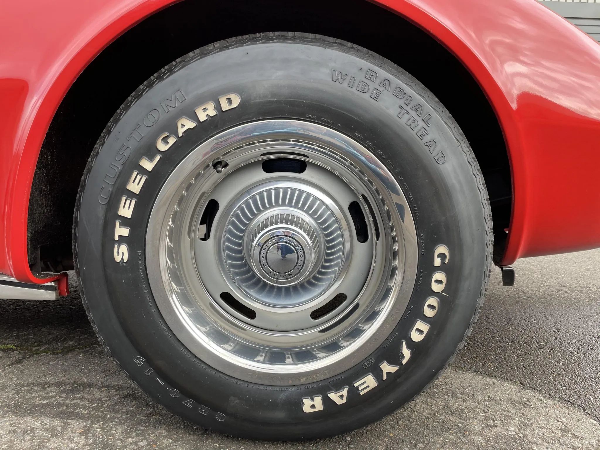 1975 Chevrolet Corvette L48 Convertible: Only 165 HP And Just 61 Miles On This Final-Year C3 Convertible 11 Wheel and tire on a Mille Miglia Red 1975 Corvette