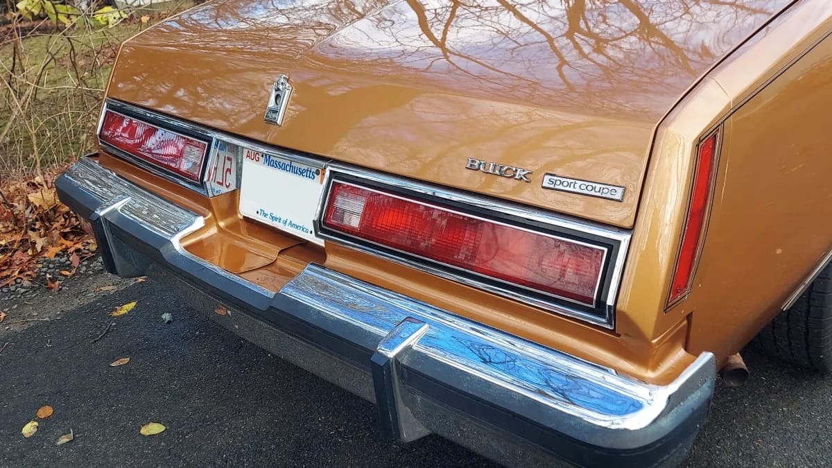 Tail of a 1978 Buick Regal showing the "Regal Sport Coupe" badges